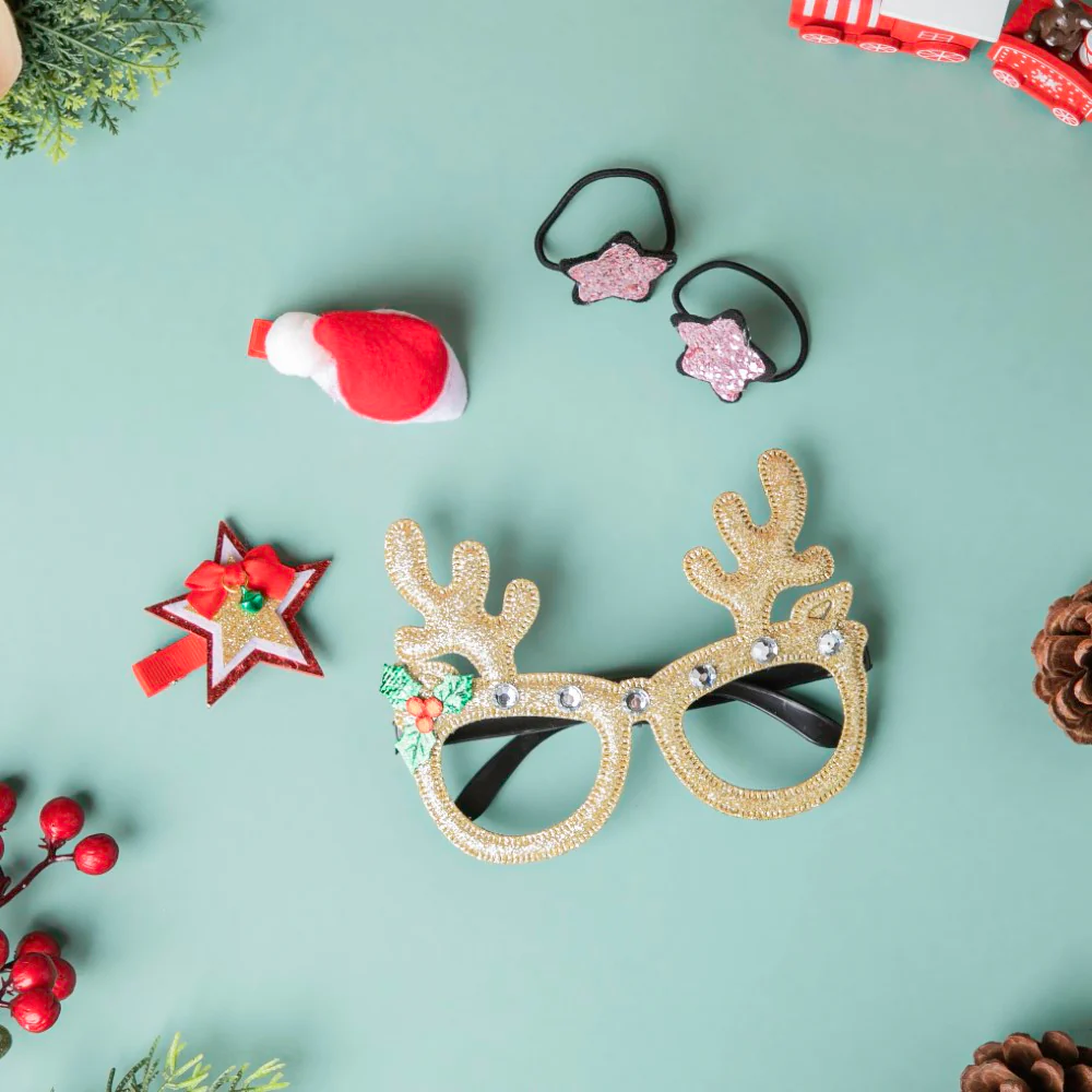 Christmas Party Glasses And Hair Accessories Set Of 5