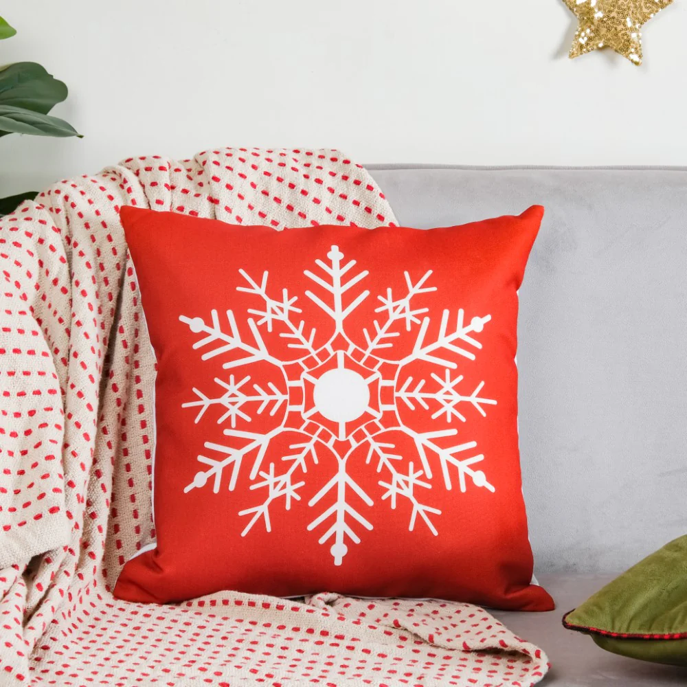 Christmas Velvet Snowflake Cushion Cover 16 X 16 Inch - Image 11