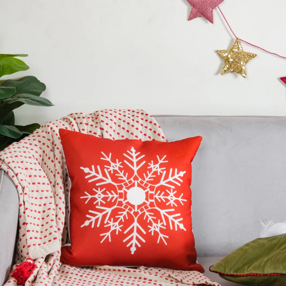 Christmas Velvet Snowflake Cushion Cover 16 X 16 Inch - Image 5