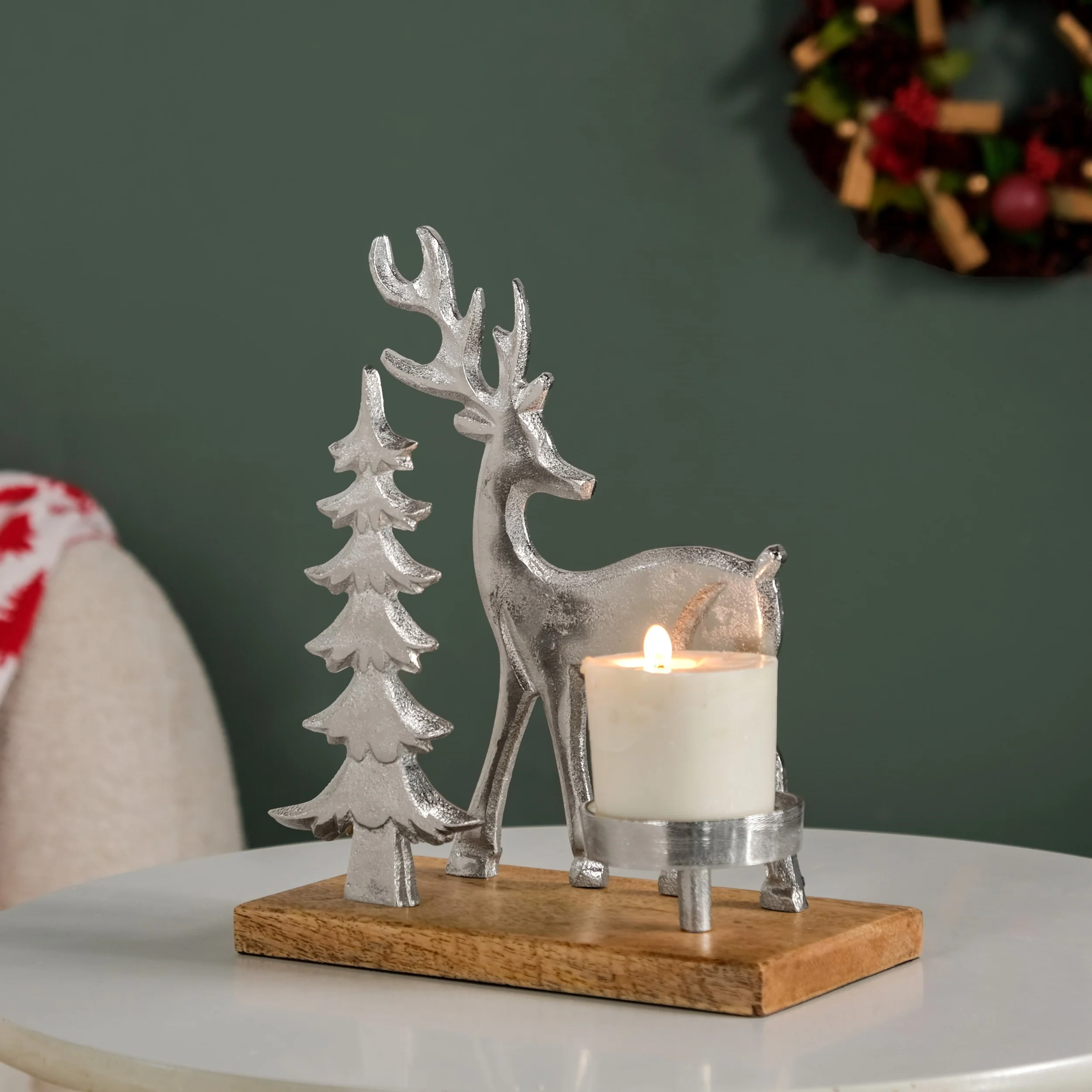 Christmas Tree And Reindeer Candle Holder - Image 2