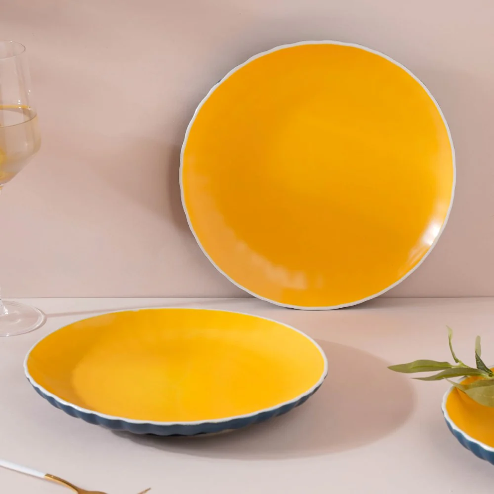 Chrome Dinner Plate Blue 9.5 Inch Set Of 2 - Image 4