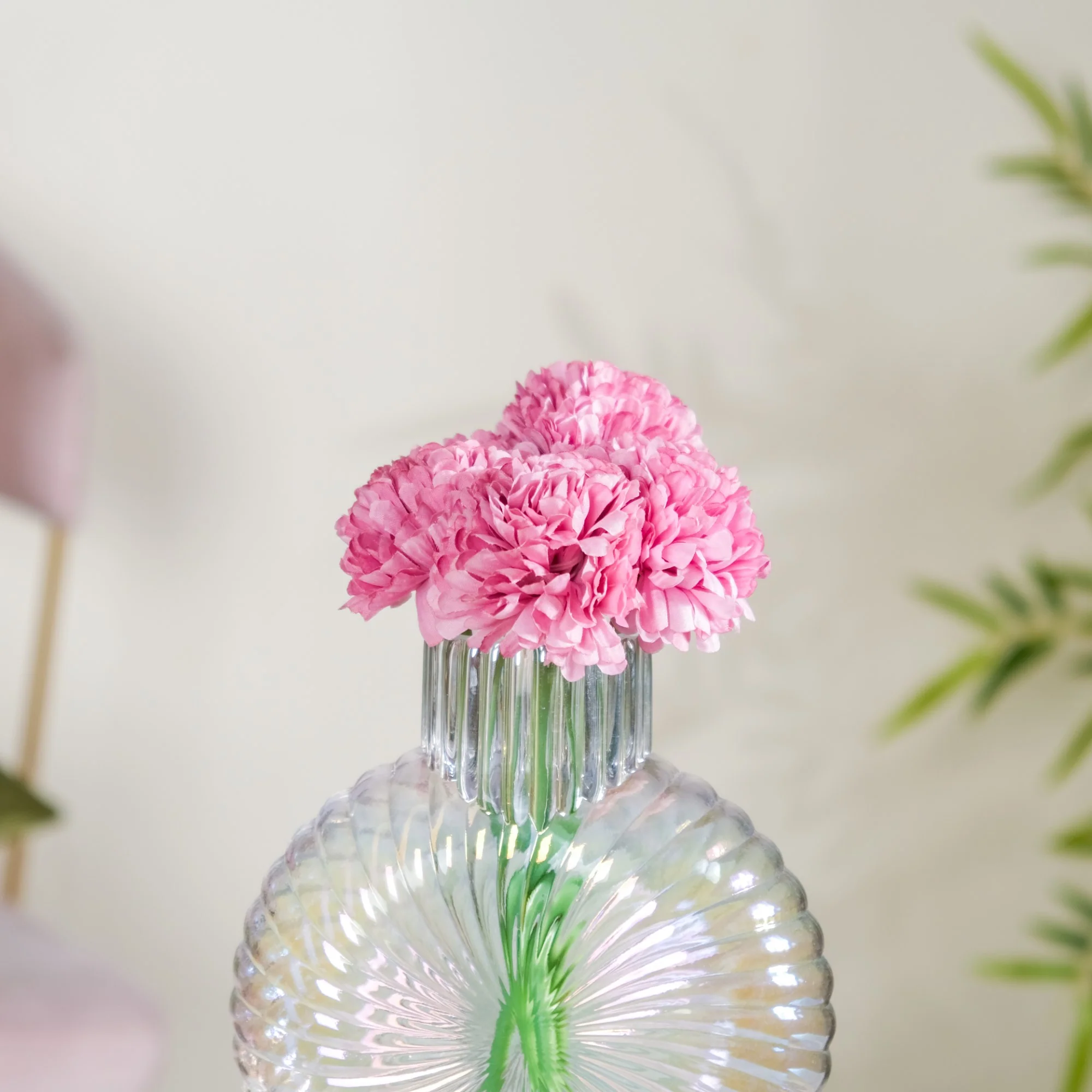 Chrysanthemum Flower Bunch Dark Pink Set Of 5 - Image 5