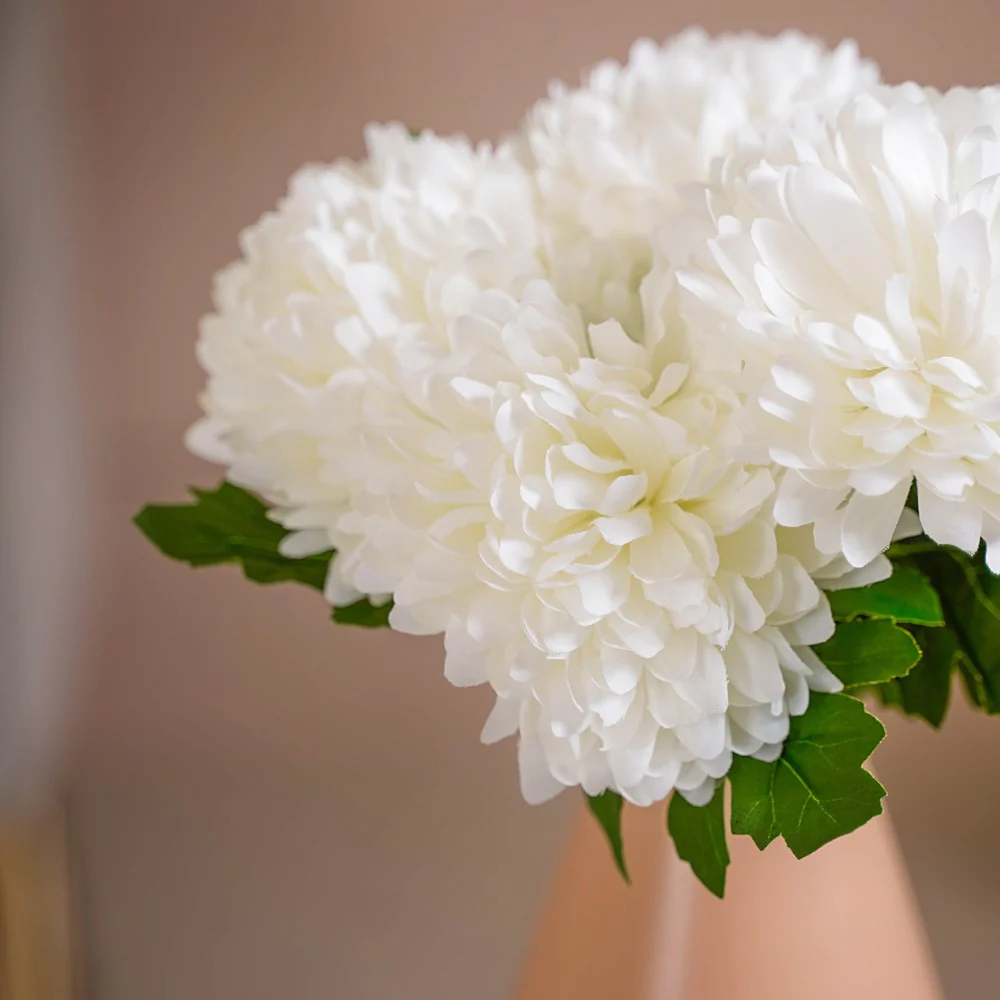 Chrysanthemum Flower White Set Of 5 - Image 4
