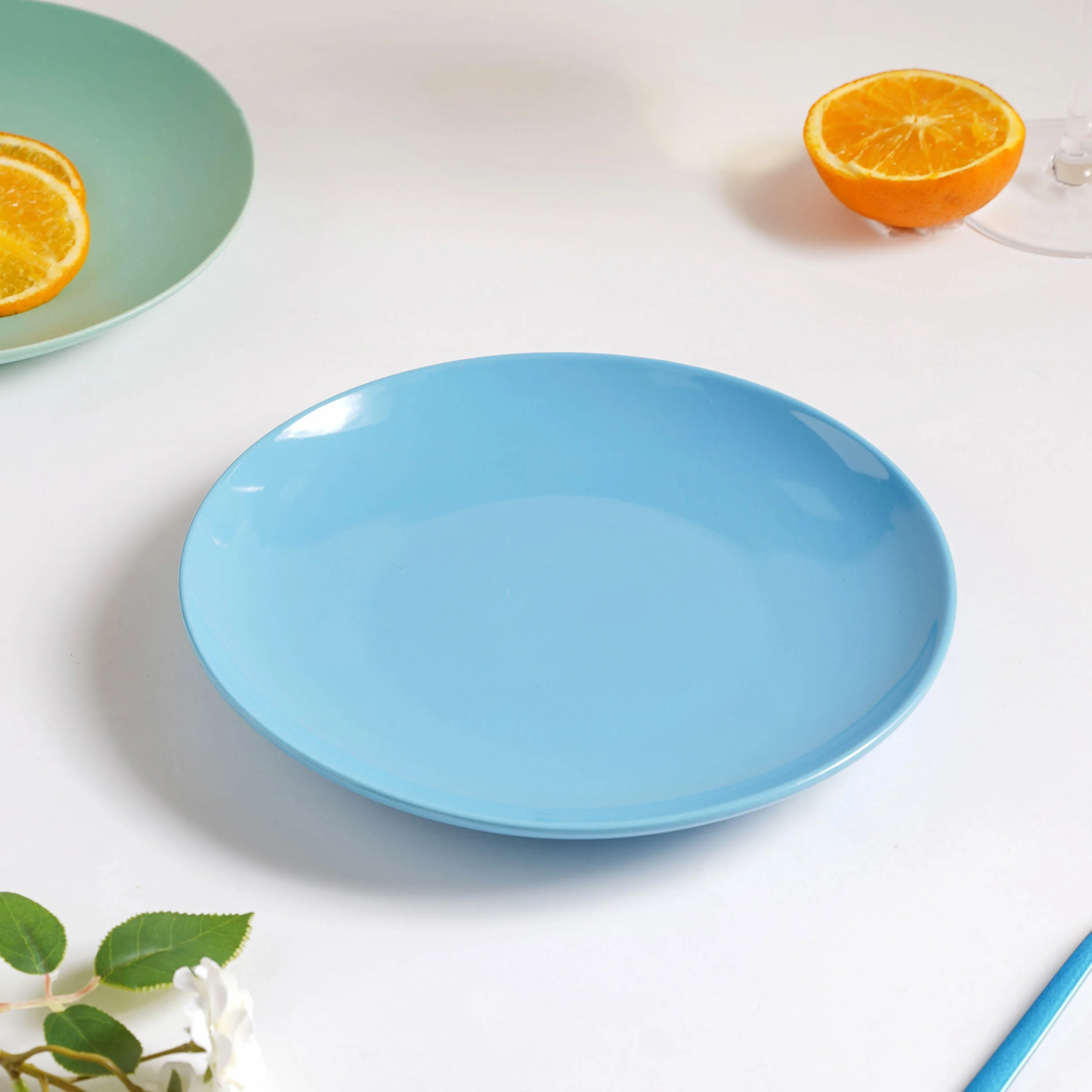Cielo Blue Glossy Snack Plate 8 Inch - Image 3