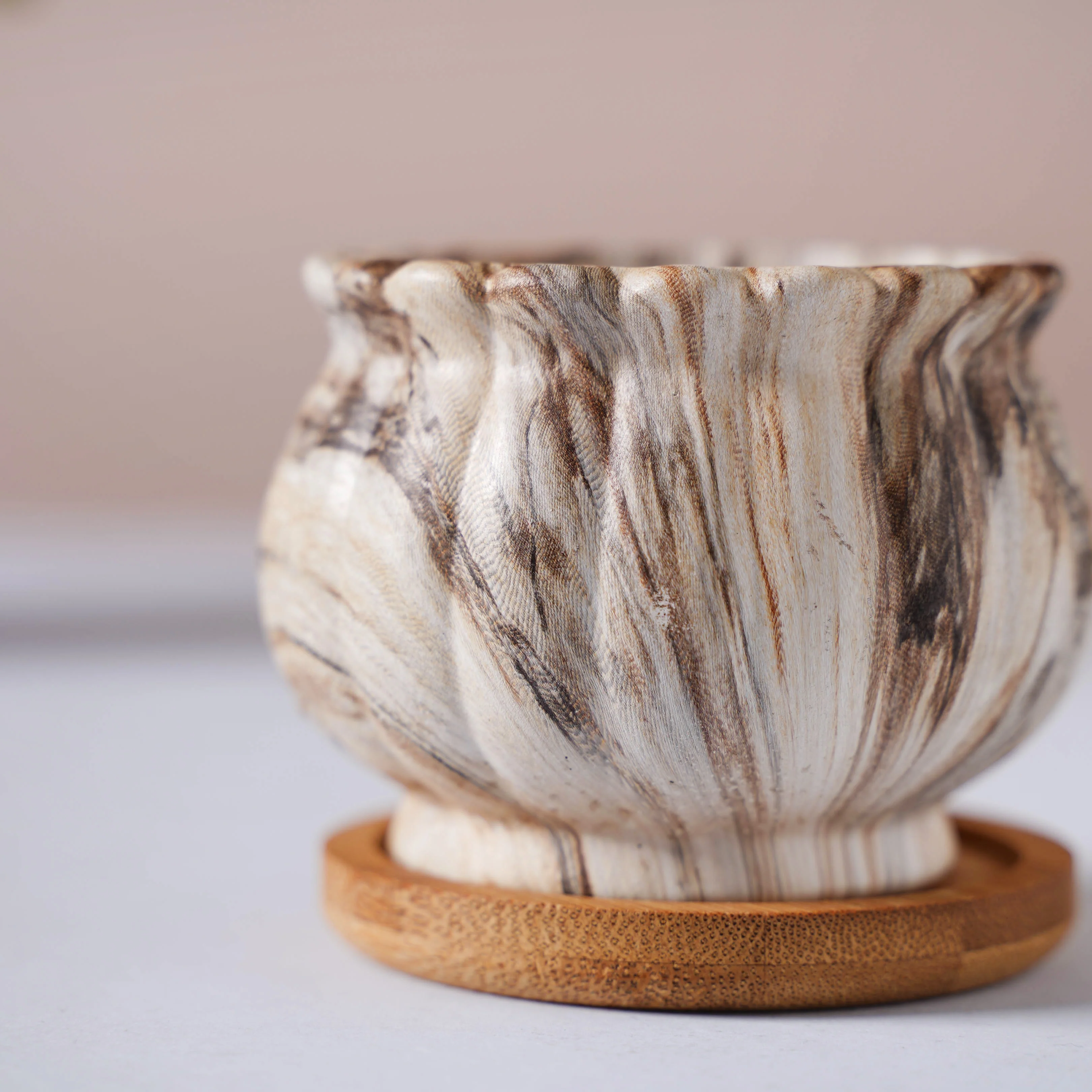 Cinzia Marble Patterned Planter With Coaster - Image 8