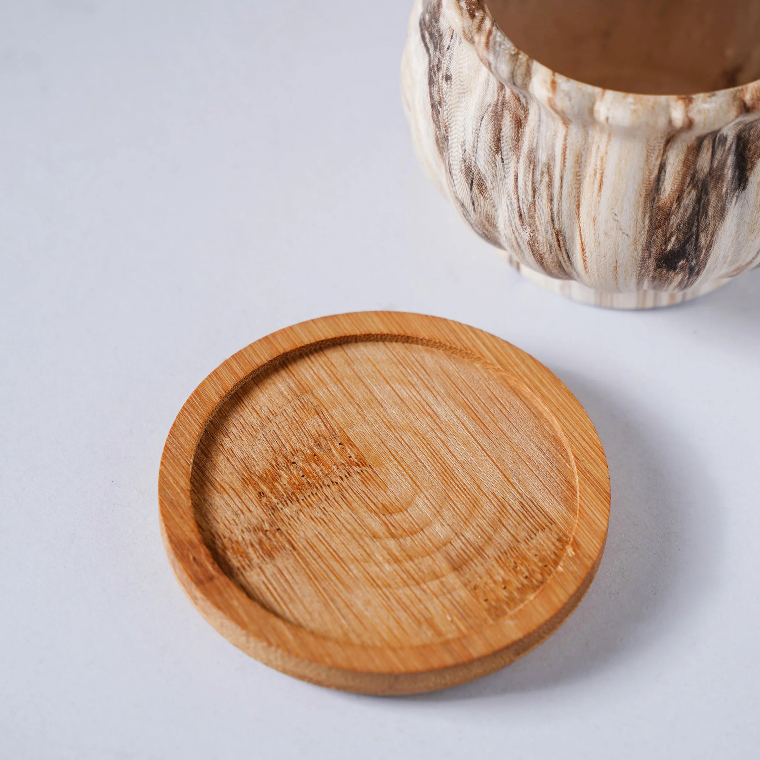 Cinzia Marble Patterned Planter With Coaster - Image 9