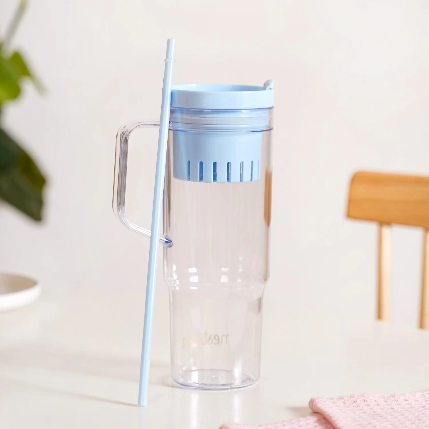Citrify Transparent Fruit Infuser Water Bottle With Handle Ice Blue 1210ml - Image 2