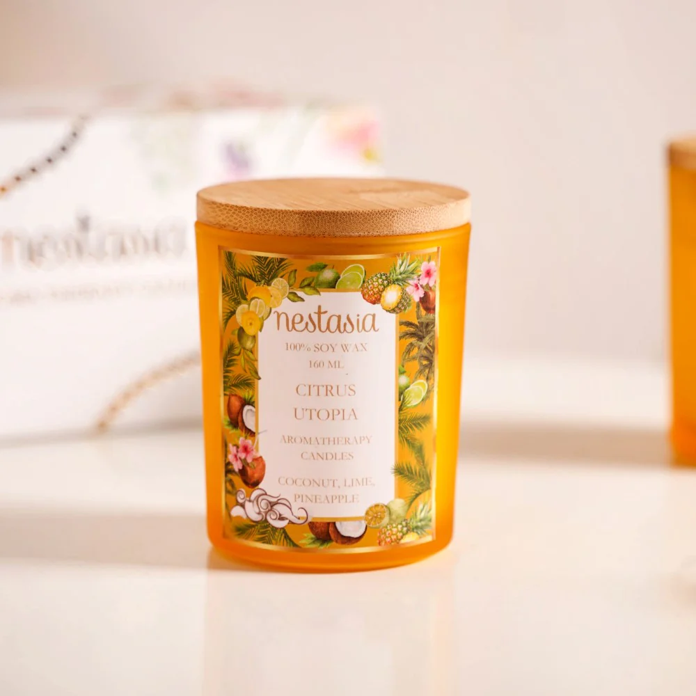 Citrus Scented Candle Jar With Lid Set Of 2 - Image 4