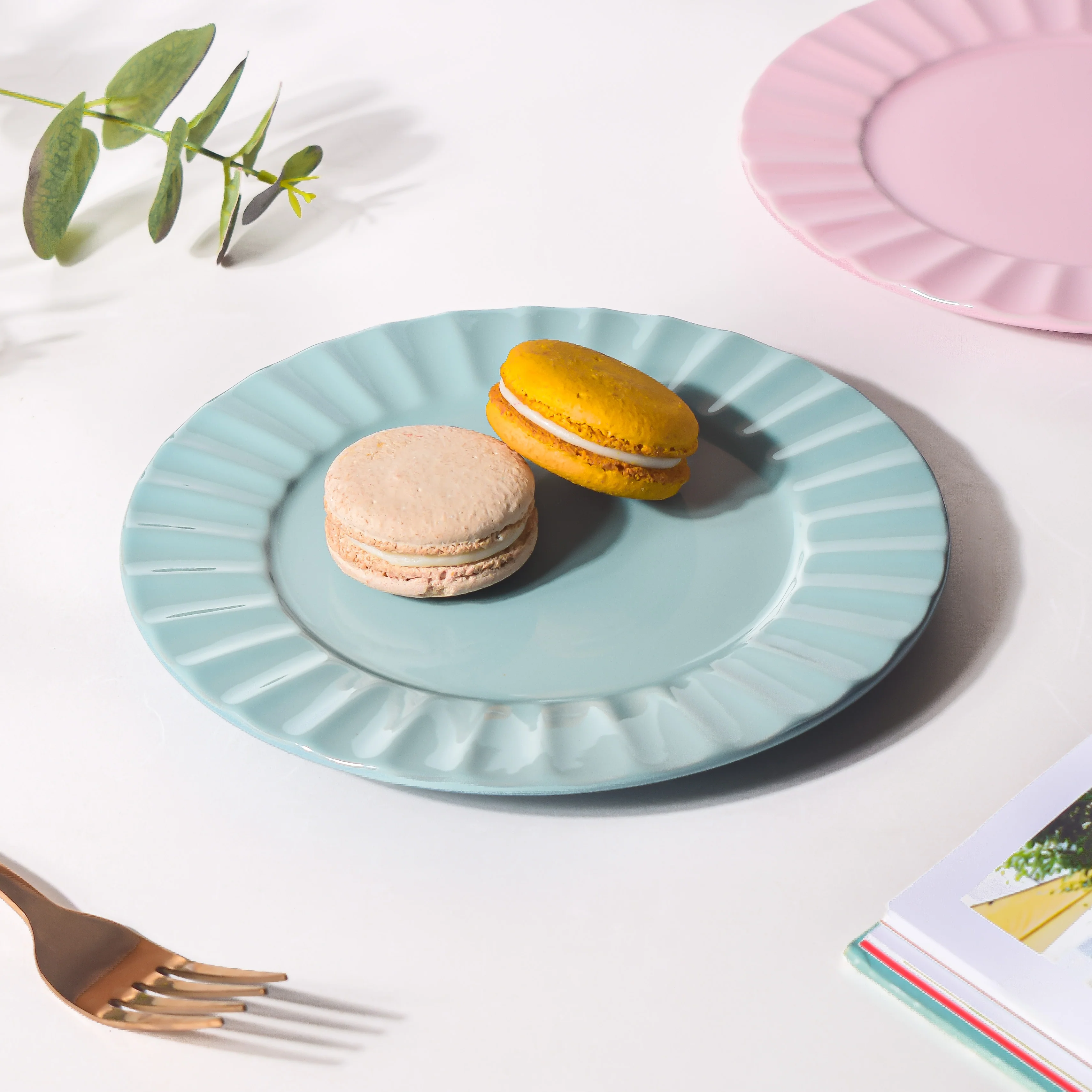 Claramay Blue Pastel Ceramic Snack Plate 8 Inch