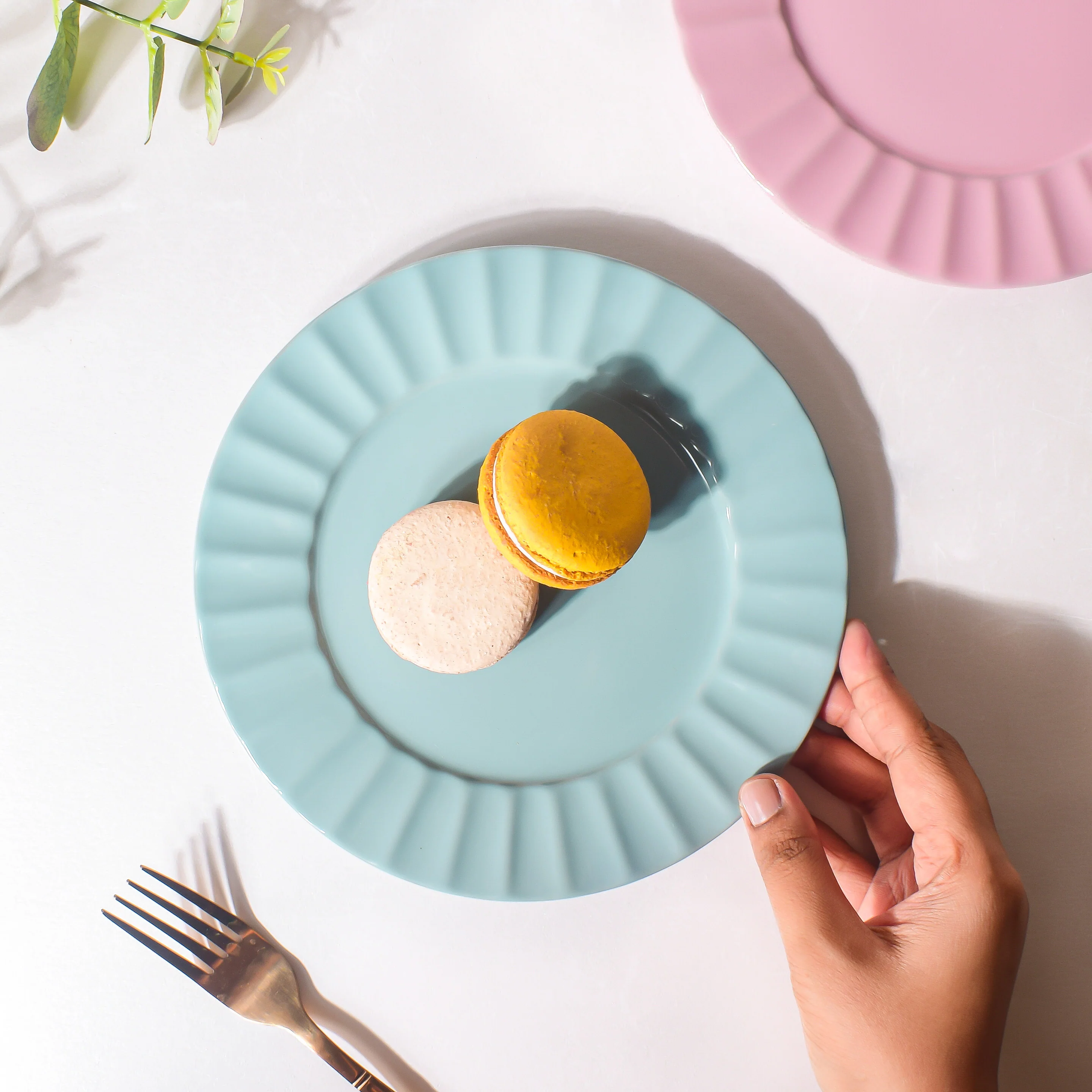 Claramay Blue Pastel Ceramic Snack Plate 8 Inch - Image 2