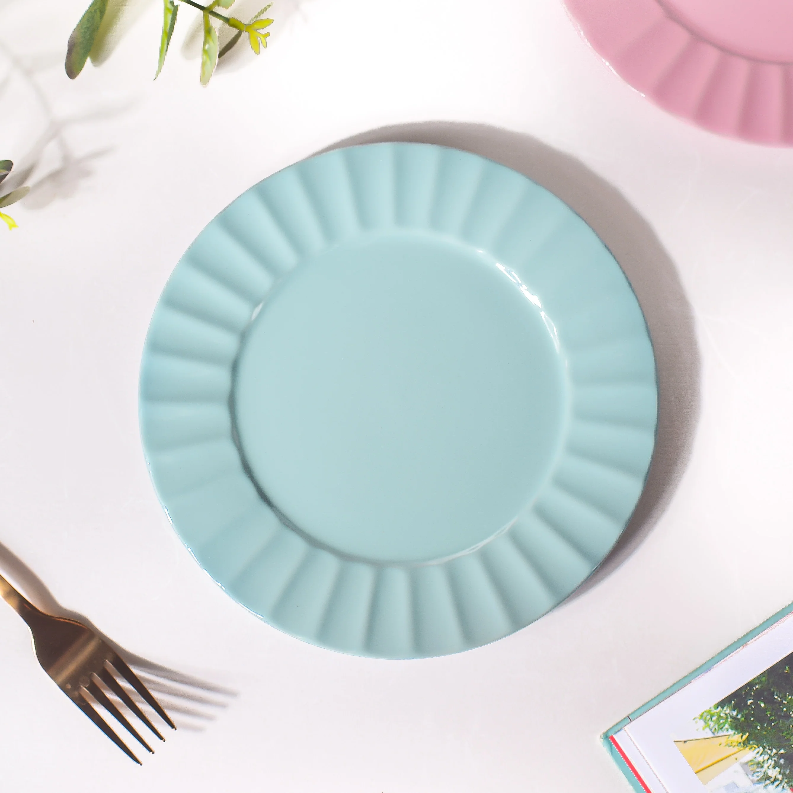 Claramay Blue Pastel Ceramic Snack Plate 8 Inch - Image 3