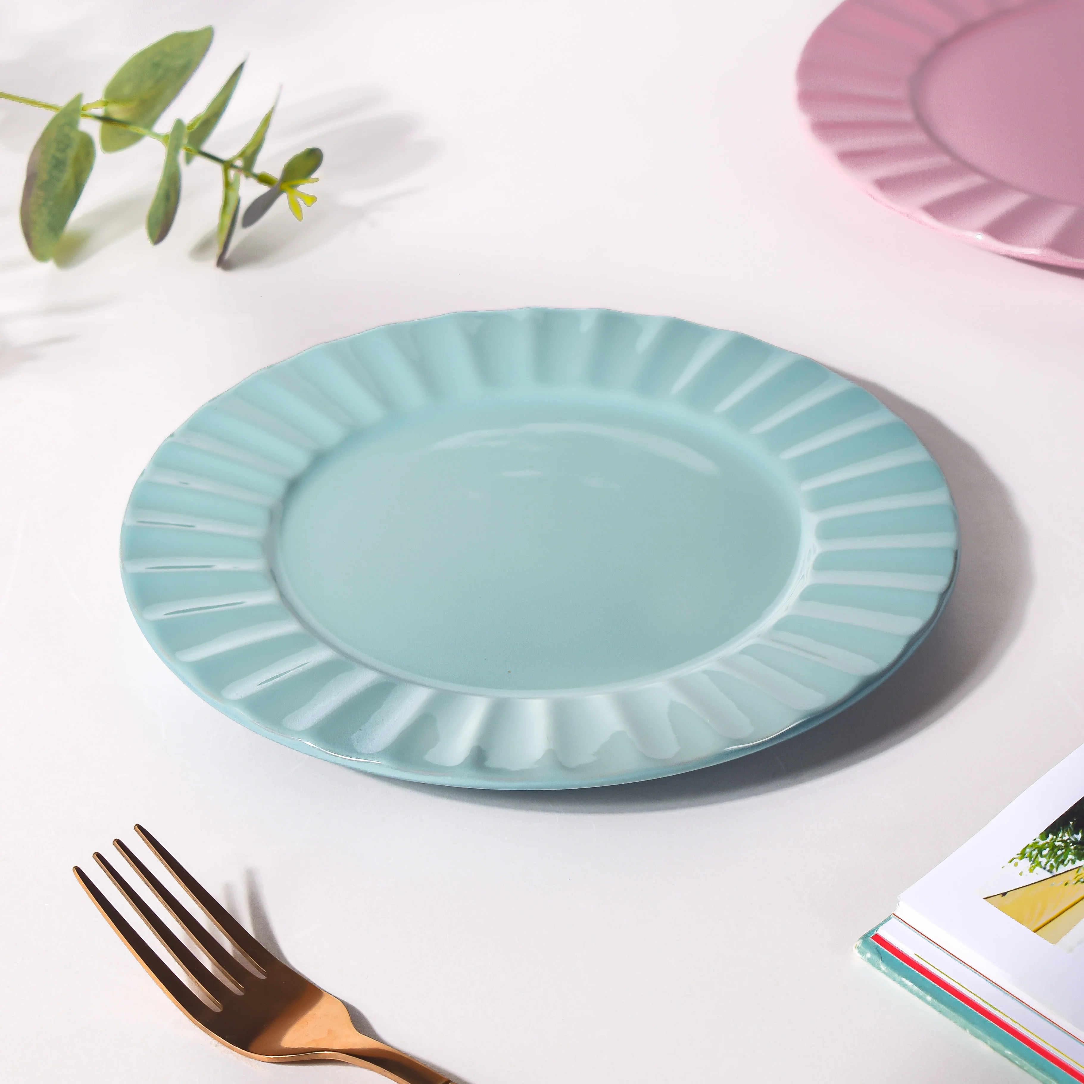 Claramay Blue Pastel Ceramic Snack Plate 8 Inch - Image 4