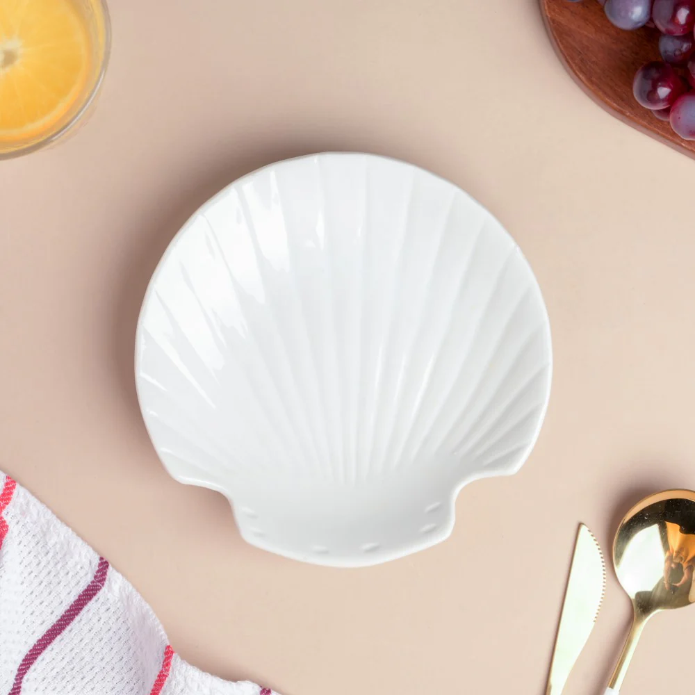 Classic Ceramic Sea Shell Snack Plate White - Image 3