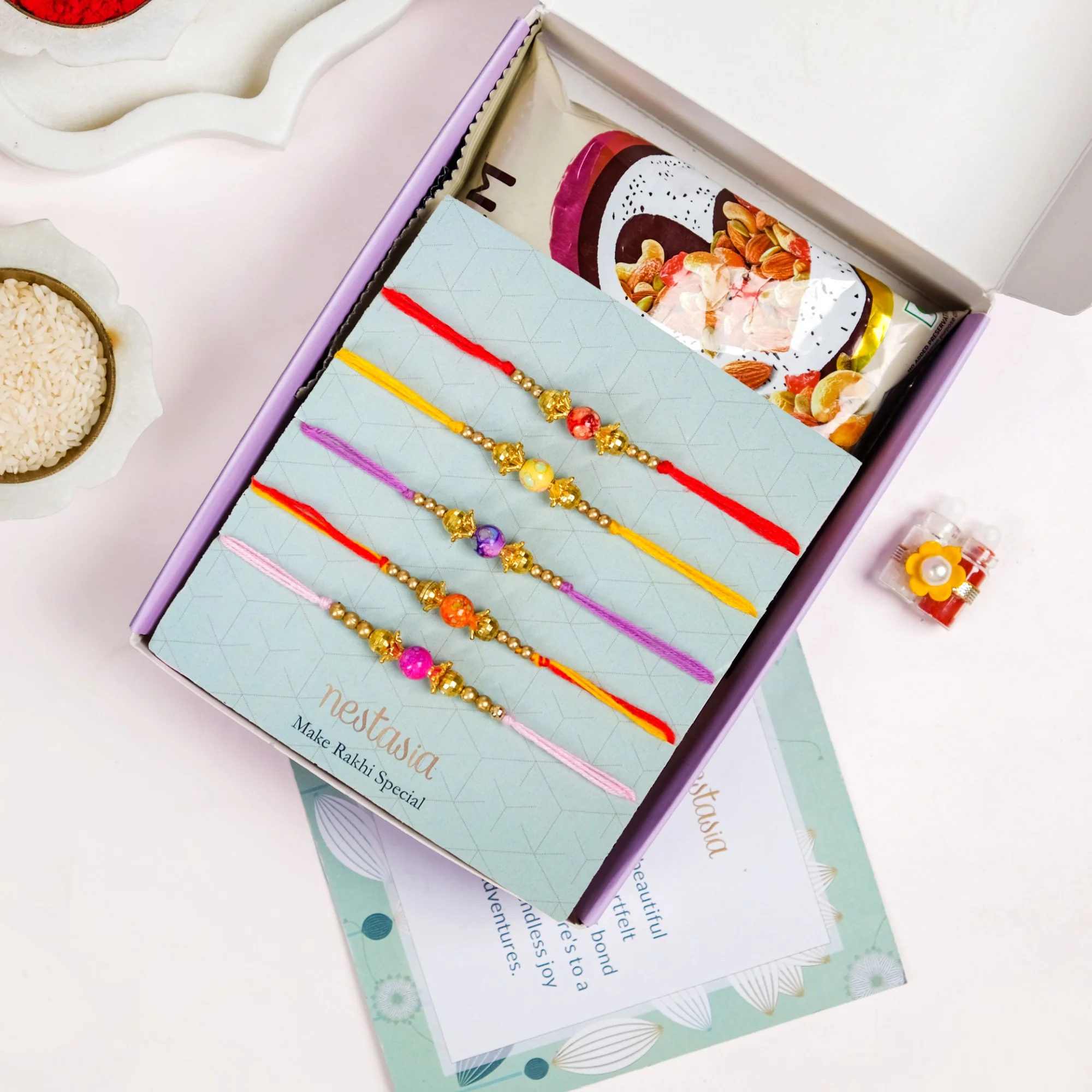 Set Of 5 Classic Rakhi Gift Pack for Brother - Image 6