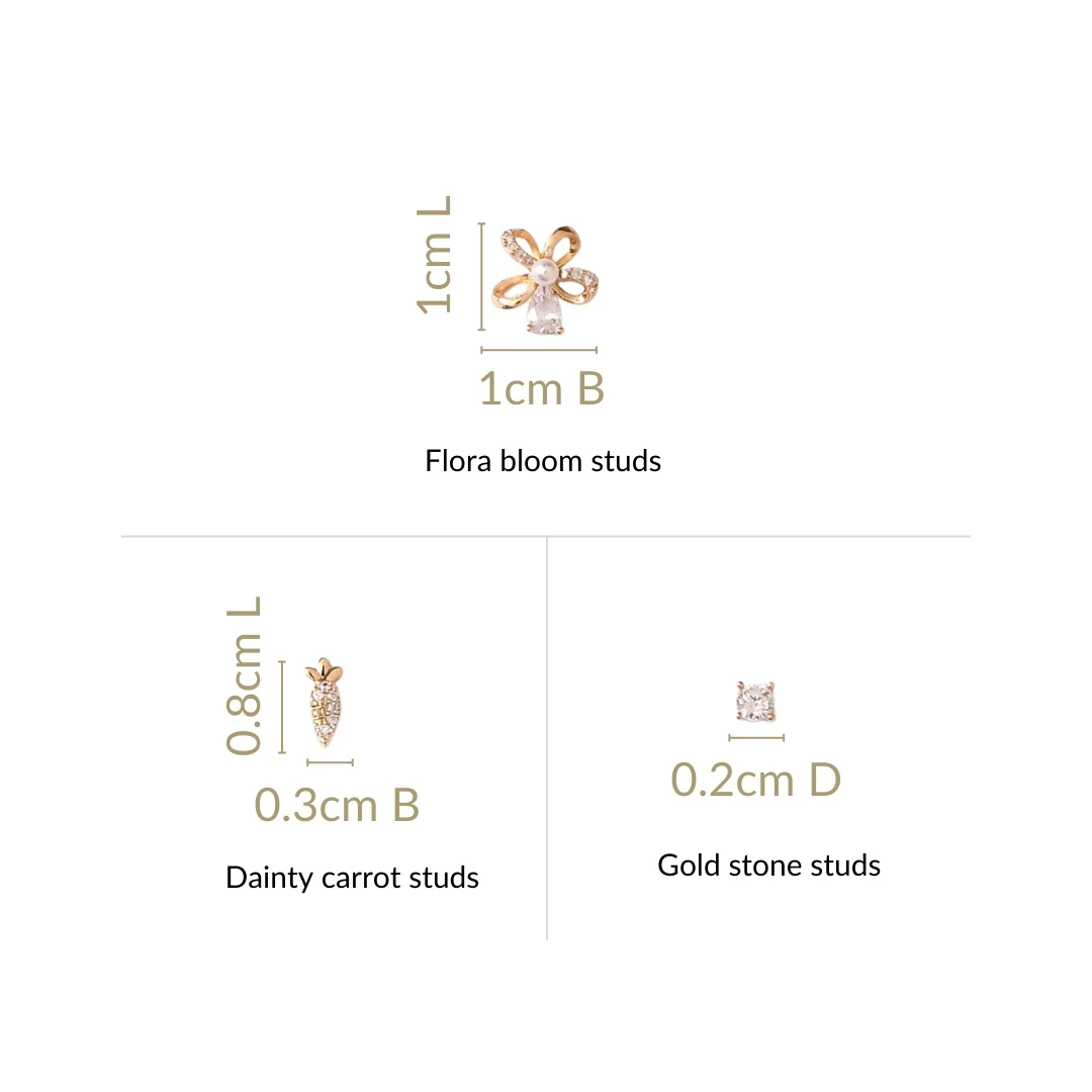 Classic Gold Bloom Studs Set of 3 - Image 3