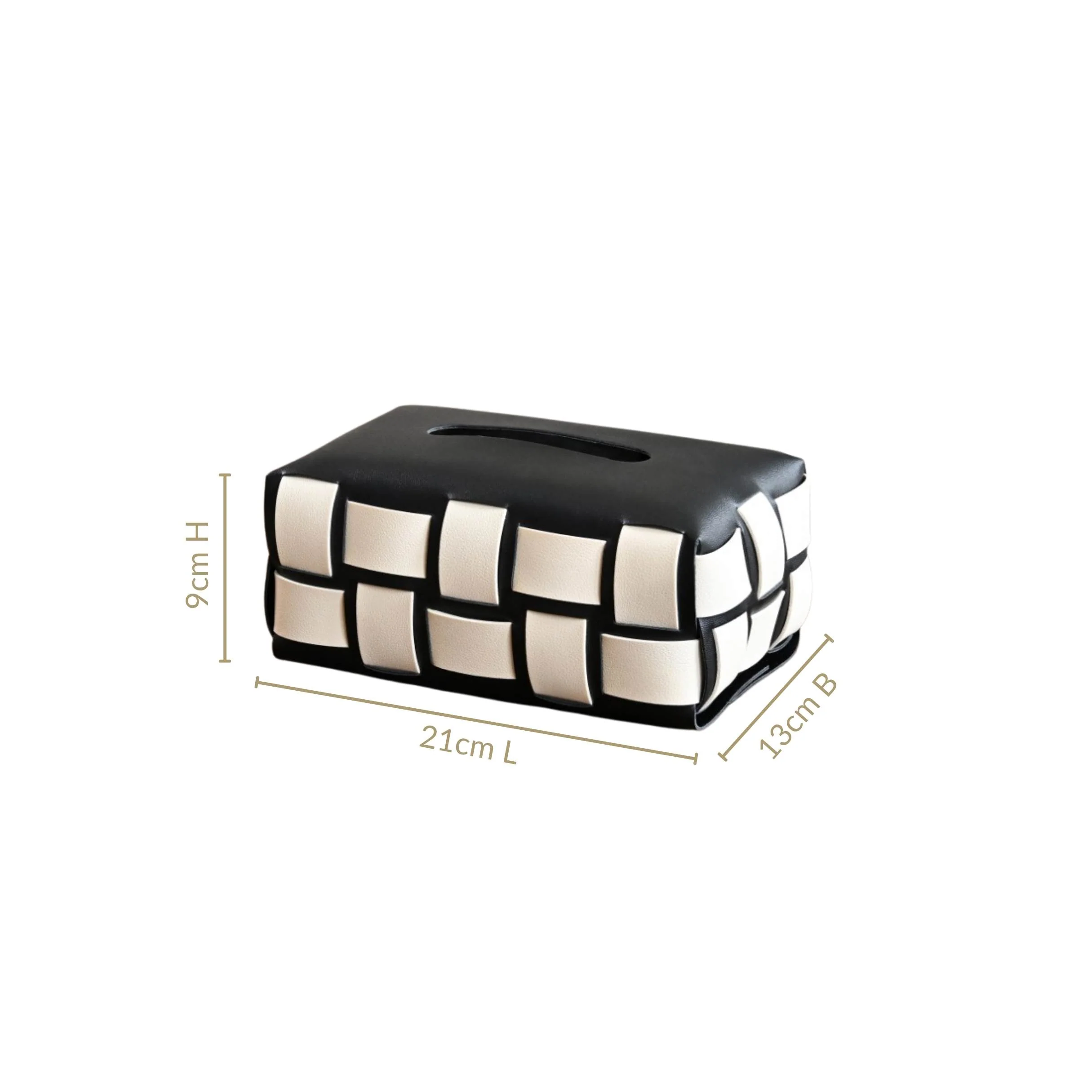 Classic Vegan Leather Tissue Box Black And White - Image 4