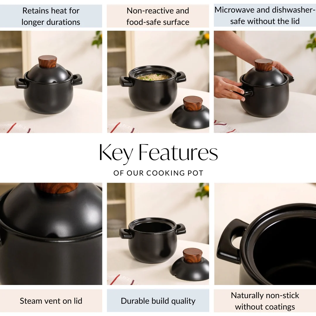 Claymist Chinese Style Ceramic Cooking Pot 1700ml - Image 4