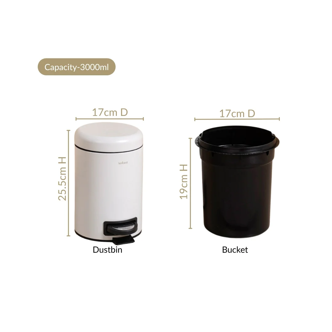 Clean Curve Pedal Operated Metal Dustbin With Bucket White 3000ml - Image 4