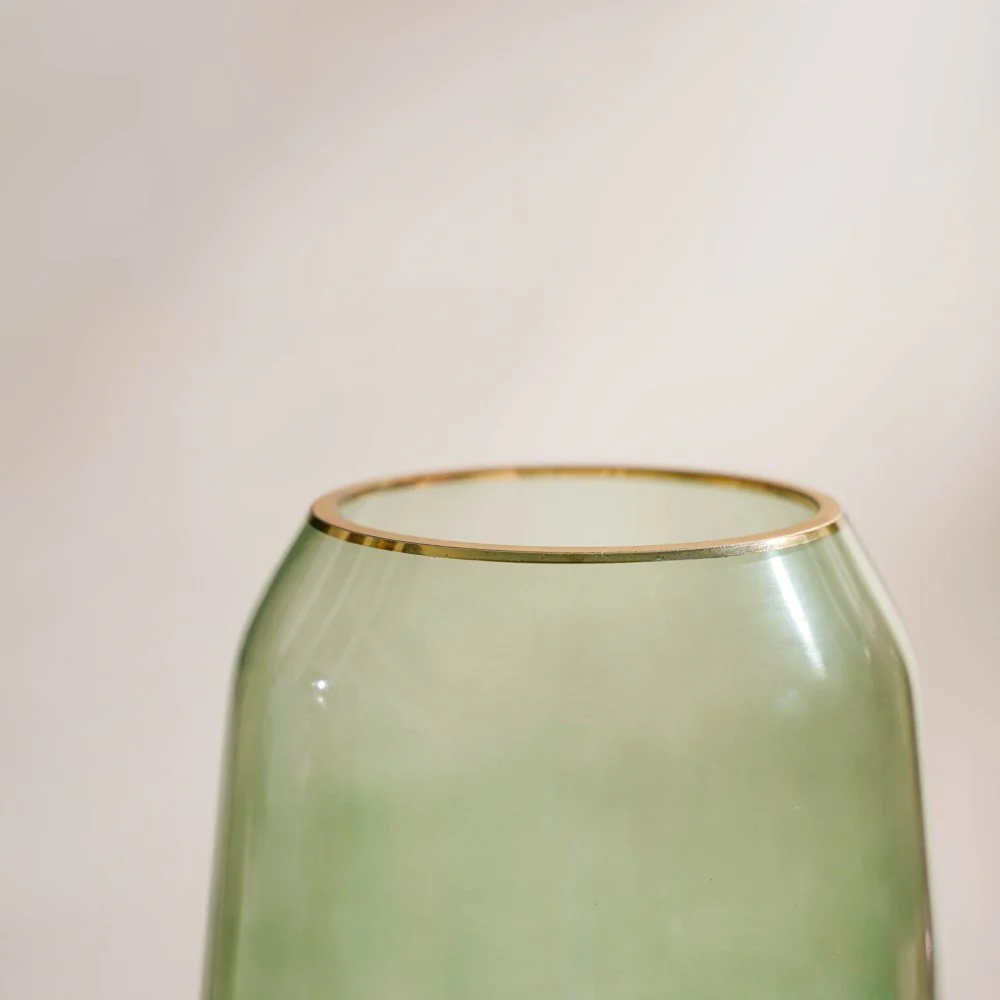 Clear Glass Gold Detailed Vase Green 7 Inch - Image 6