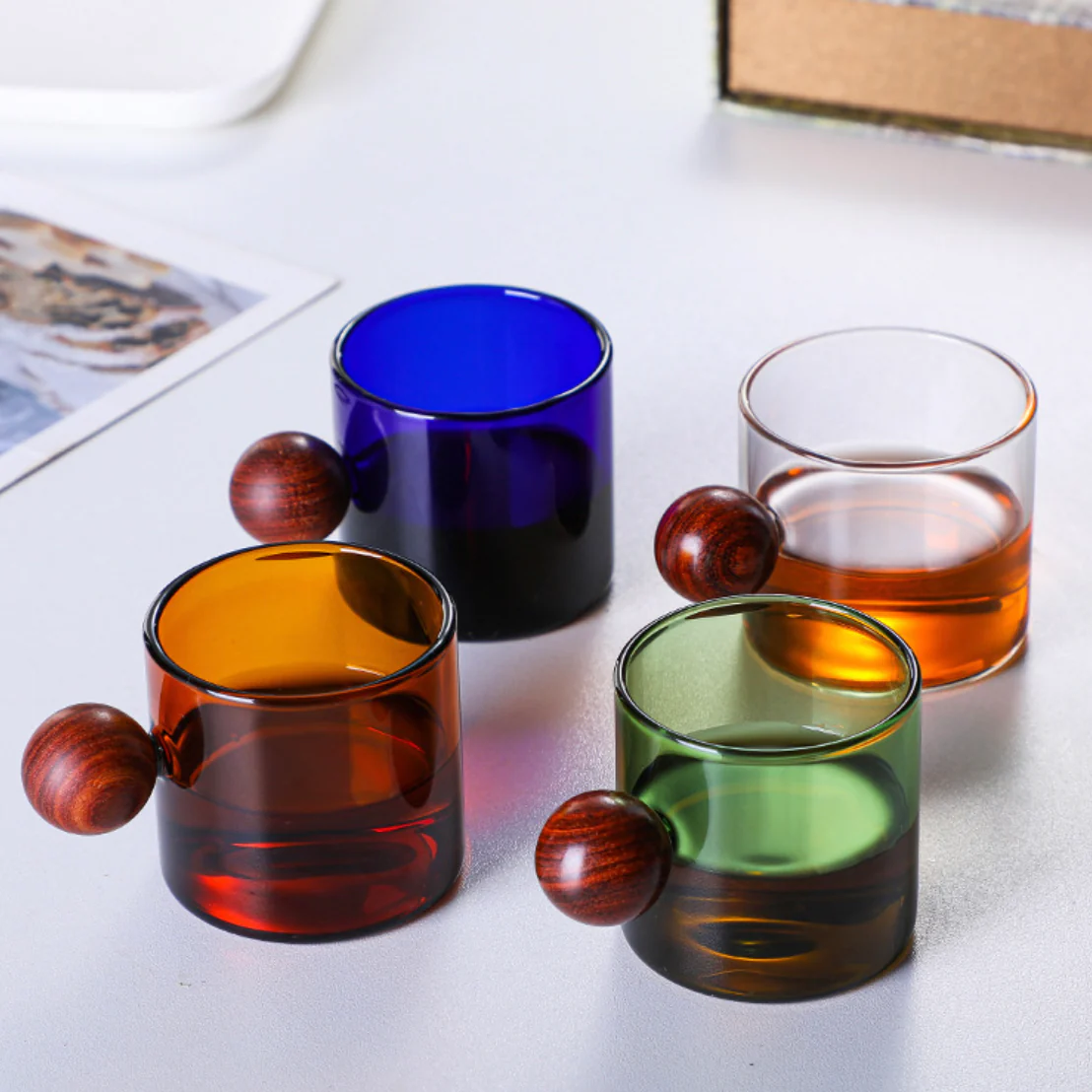 Clear Glass Mug With Knob Handle Small - Image 14