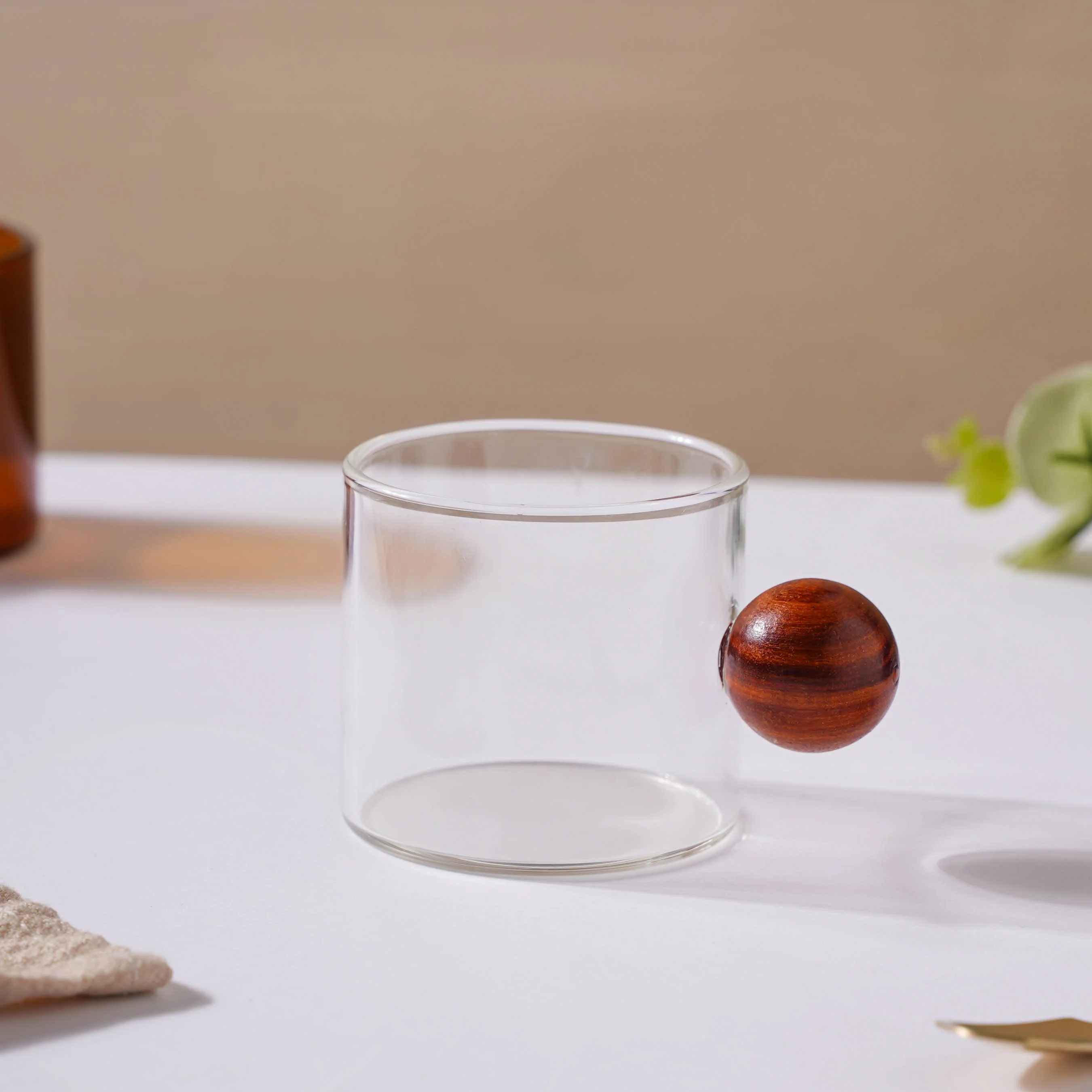 Clear Glass Mug With Knob Handle Small - Image 7