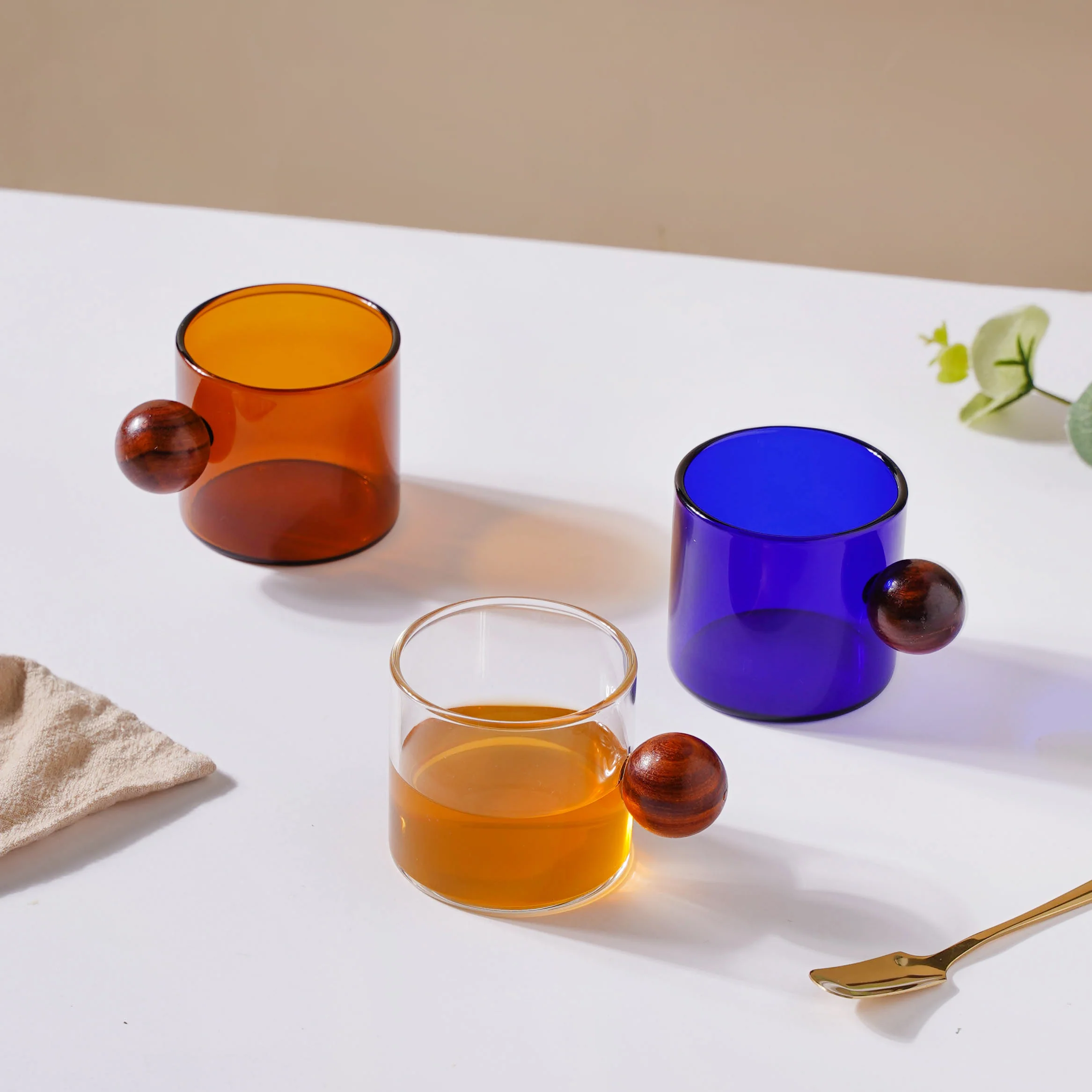 Clear Glass Mug With Knob Handle Small - Image 9
