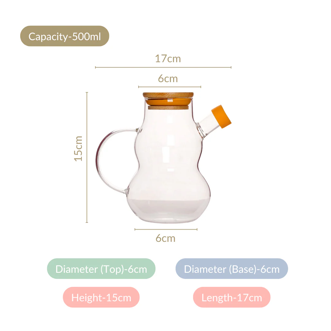 Clear Glass Oil Dispenser With Lid Set Of 2 500ml - Image 4