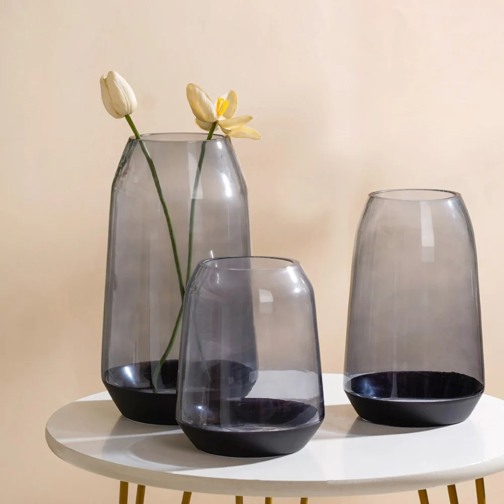 Clear Glass Vase Grey 11 Inch - Image 7