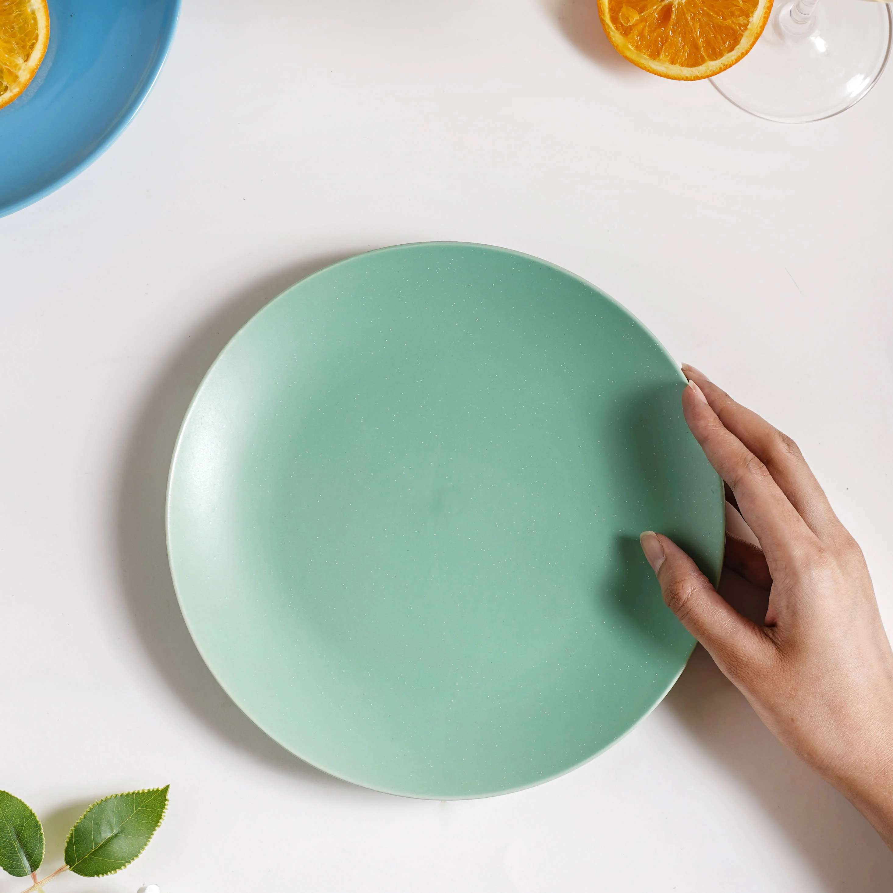Cloris Matte Green Snack Plate 8 Inch - Image 2