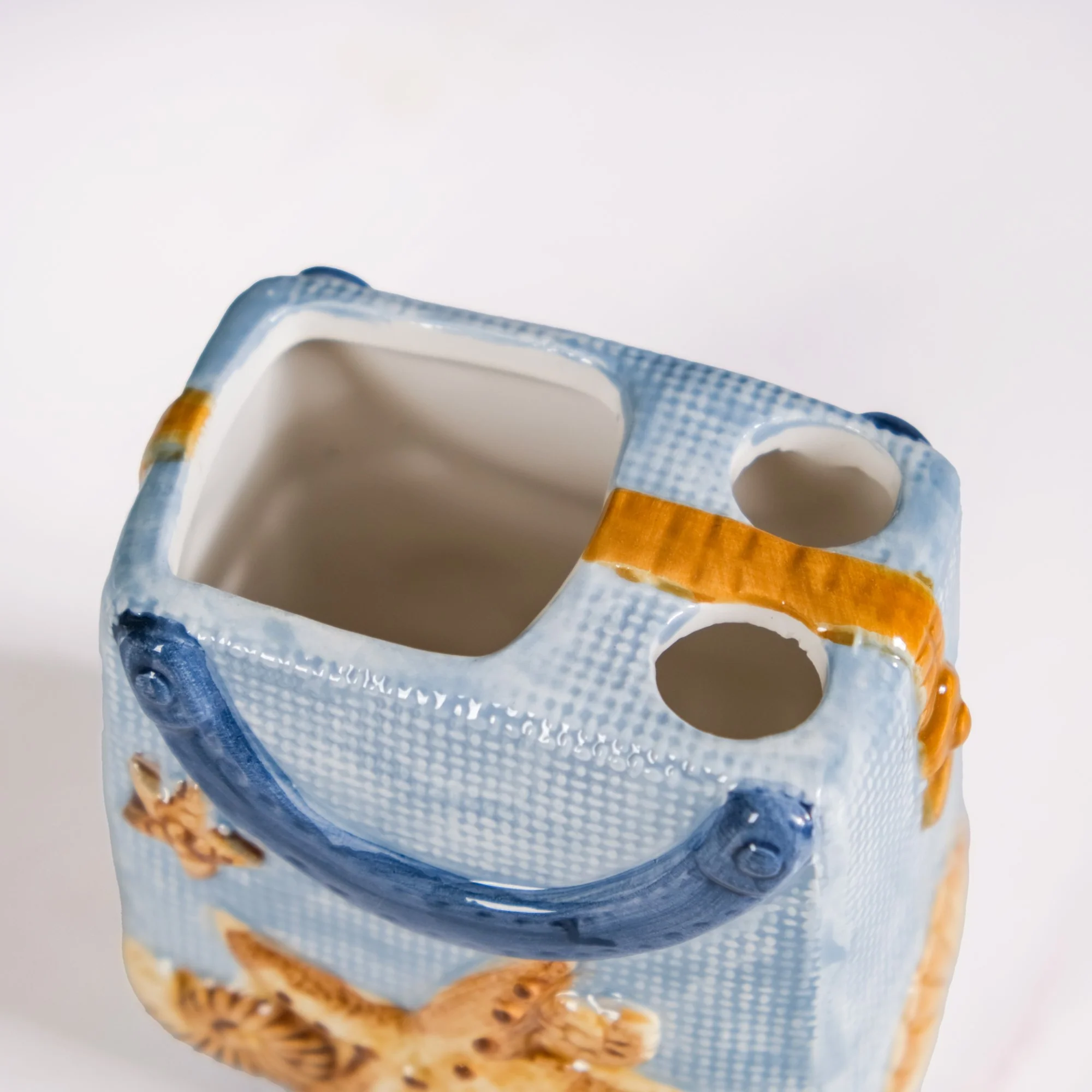 Coastal Ceramic Bath Set Of 3 Blue - Image 10