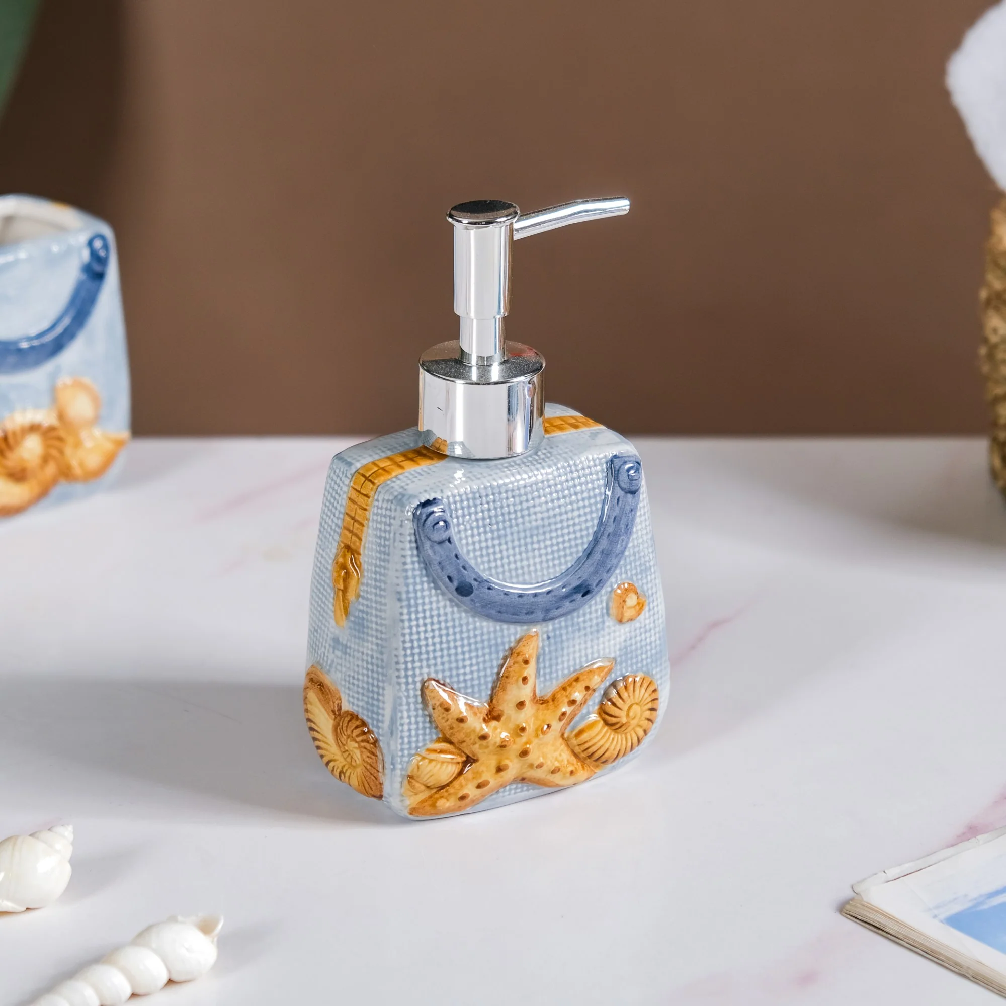 Coastal Ceramic Bath Set Of 3 Blue - Image 7