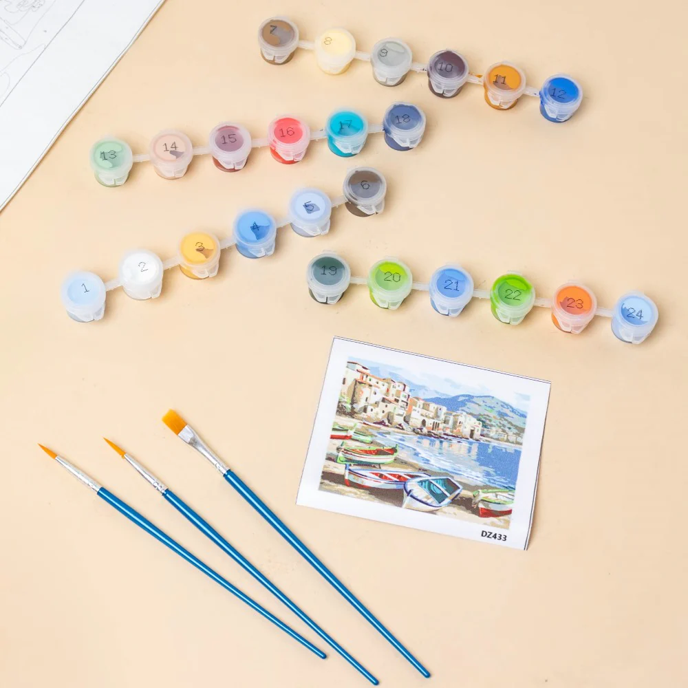 Coastal Cityscape DIY Paint By Numbers Kit - Image 5