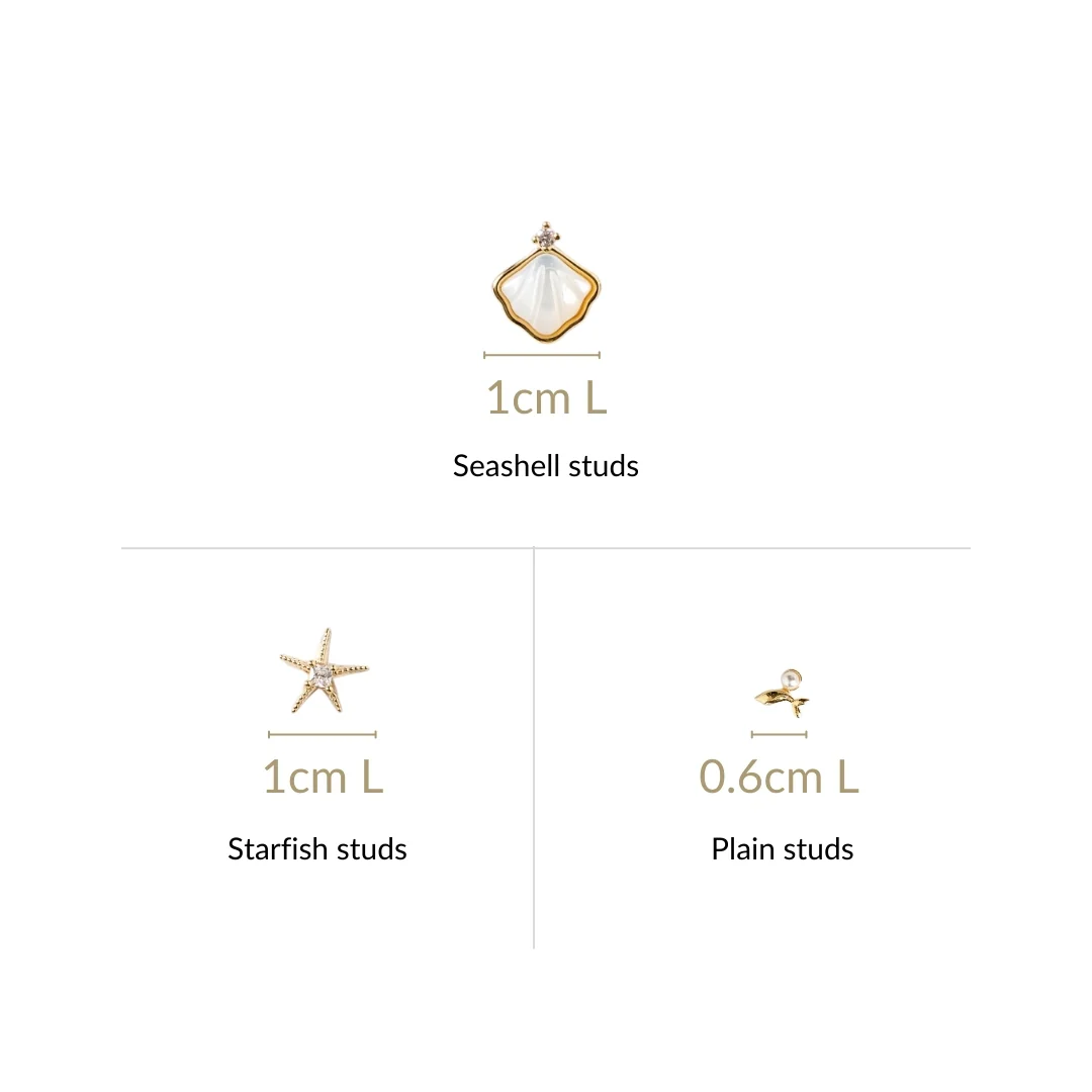 Coastal Treasures Dainty Gold Studs Set Of 3 - Image 3