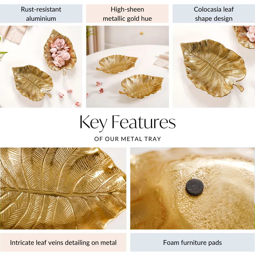 Colocasia Leaf Trinket Tray Gold Set Of 2 - Image 4