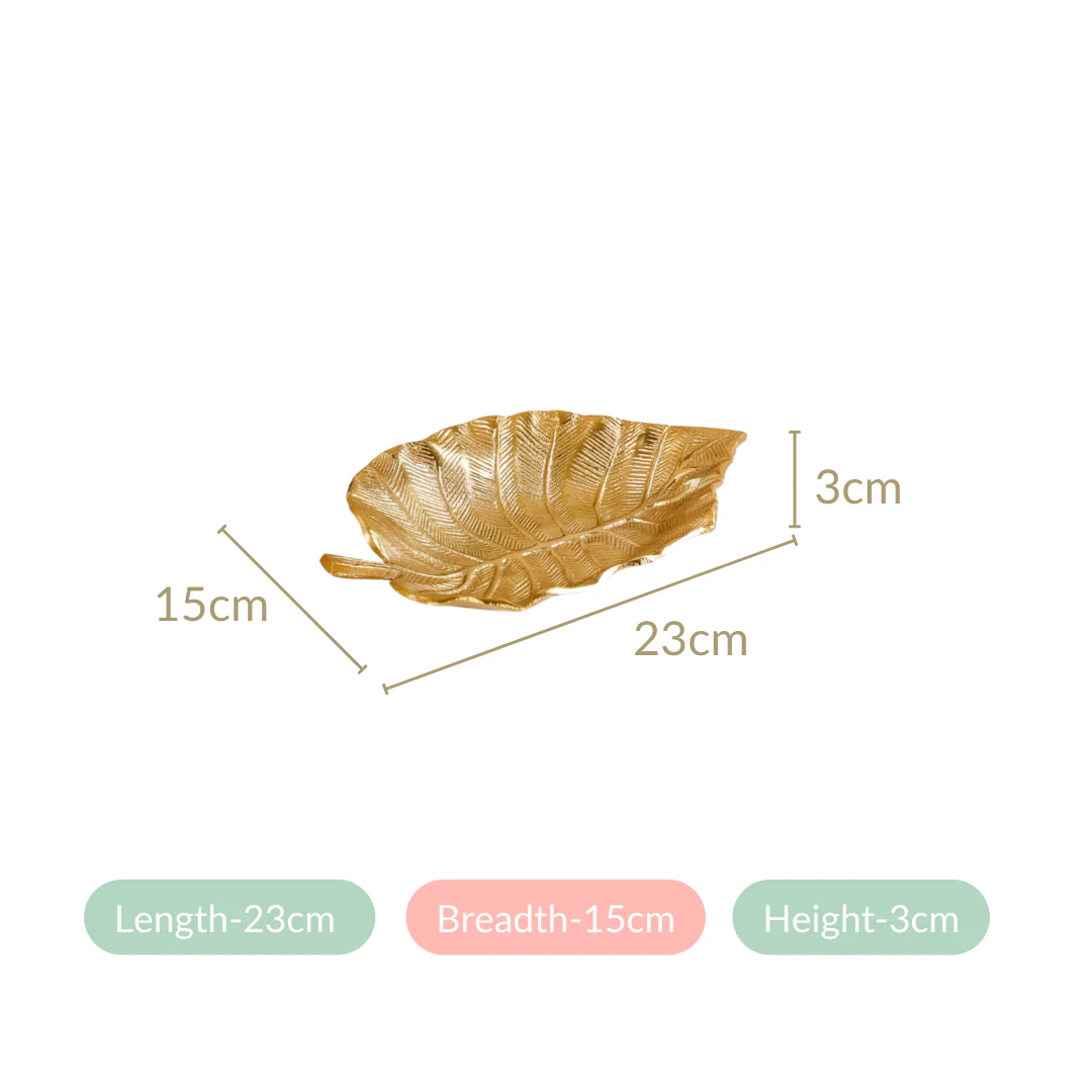 Colocasia Leaf Trinket Tray Gold Set Of 2 - Image 5
