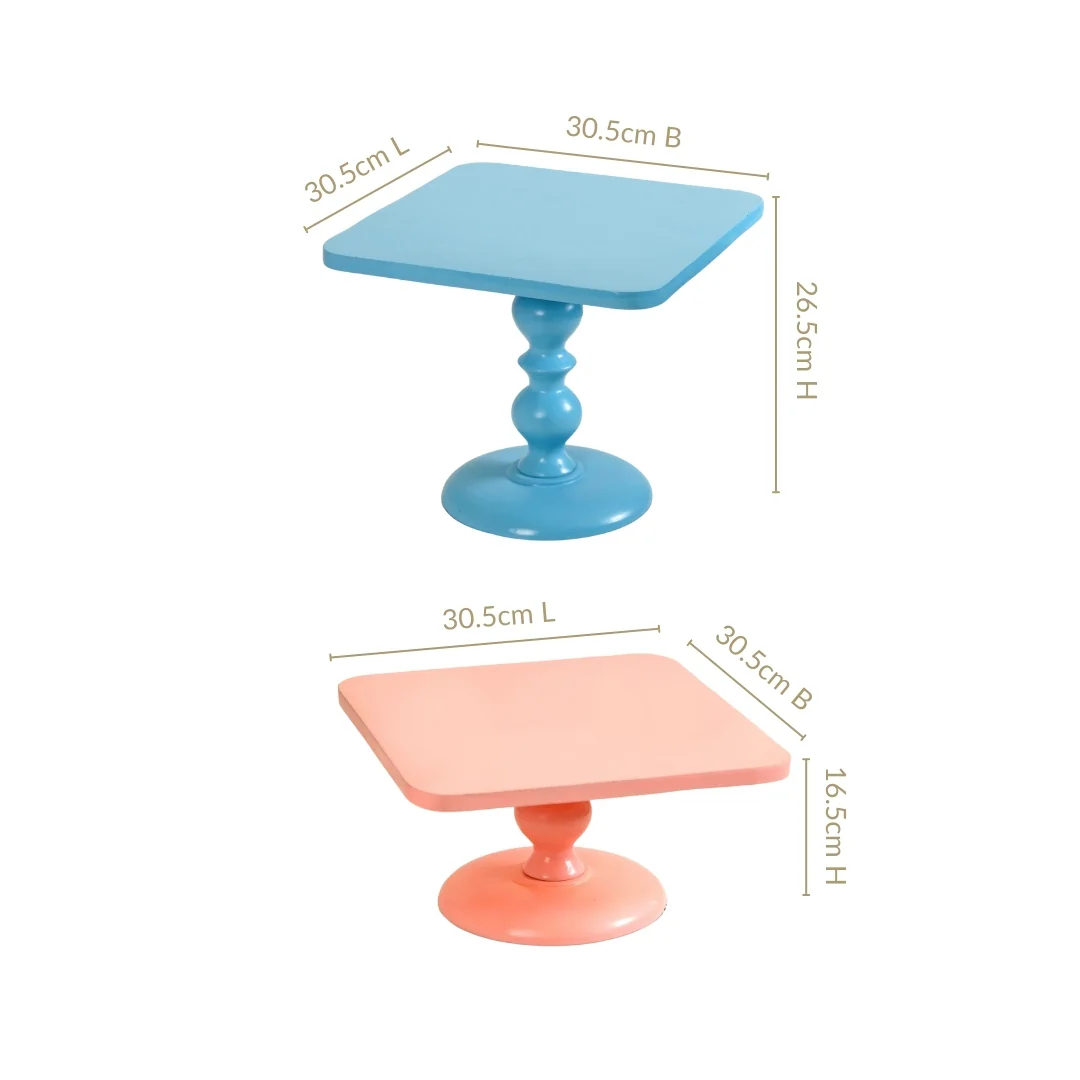 Colour Pop Square Riser Cake Stand Set Of 2 Peach Blue - Image 5