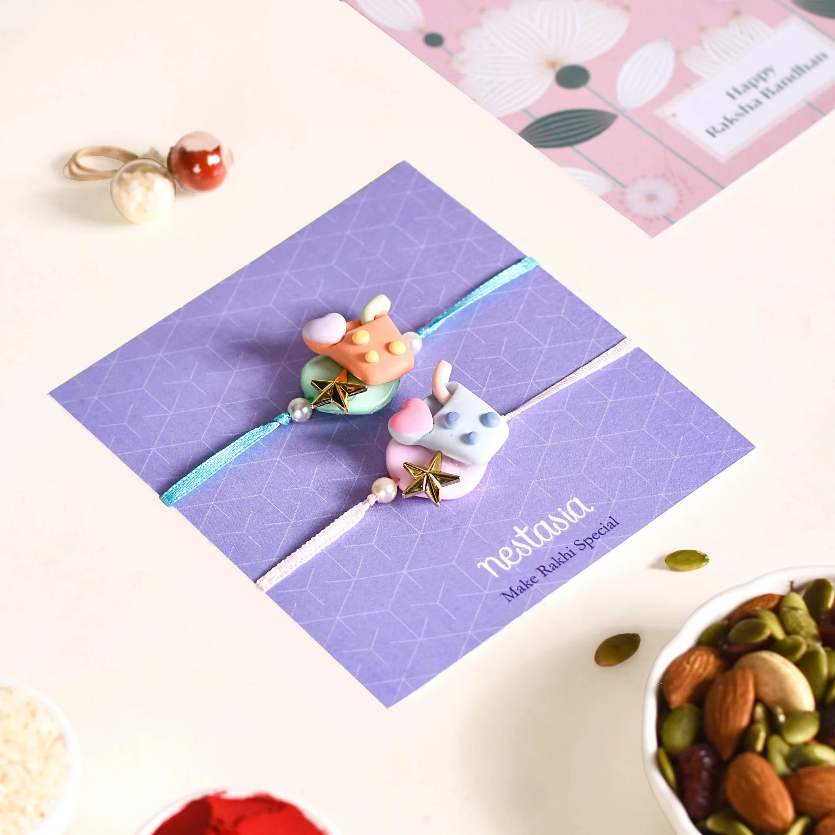 Colourful Bubble Tea Rakhi For Kids Set Of 4 With Box And Card - Image 4