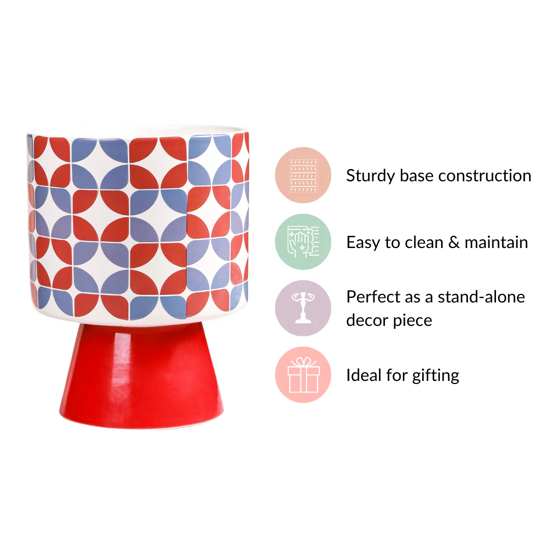 Colourful Pedestal Vase Bauhaus Red - Image 6