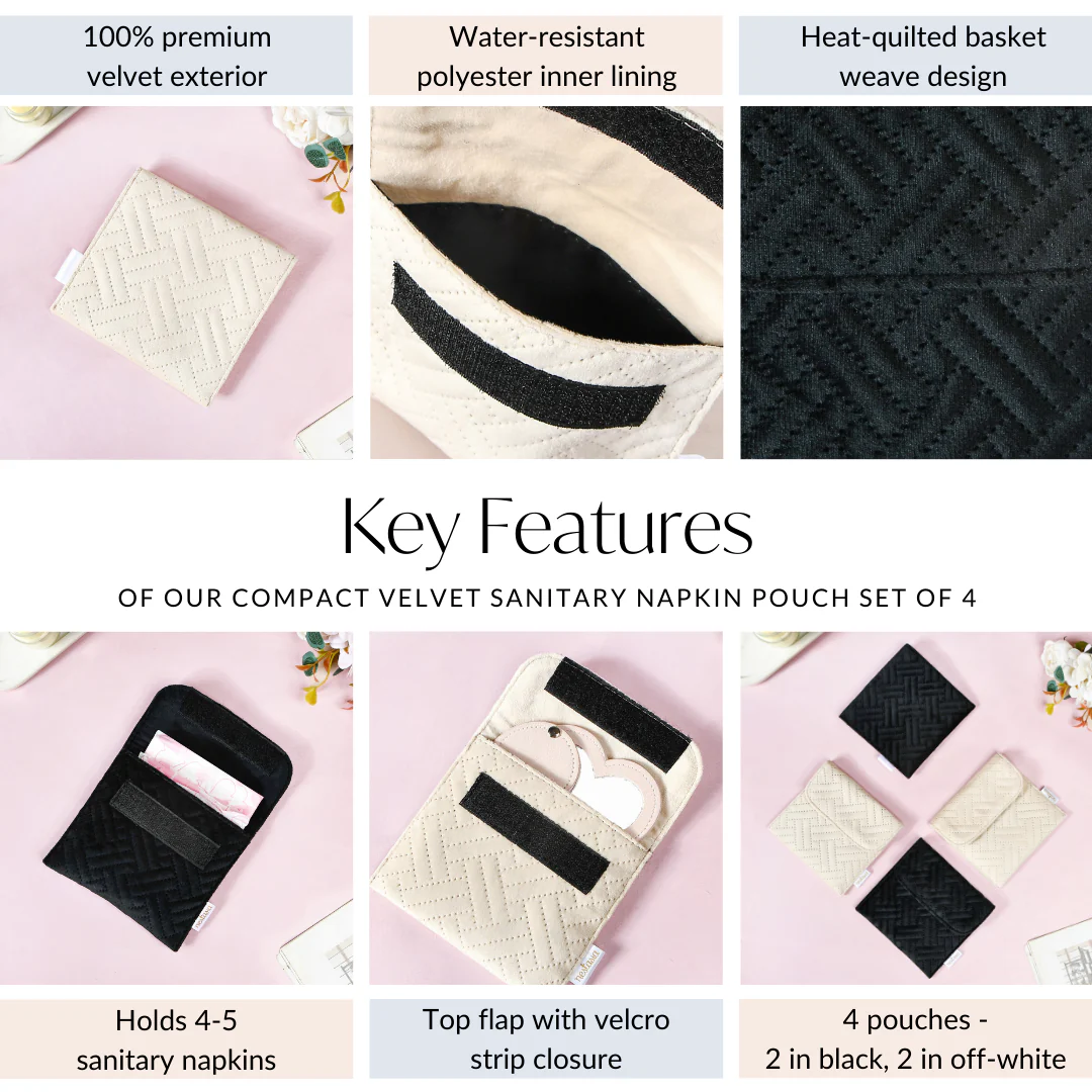 Compact Velvet Sanitary Napkin Pouch Set Of 4 - Image 5