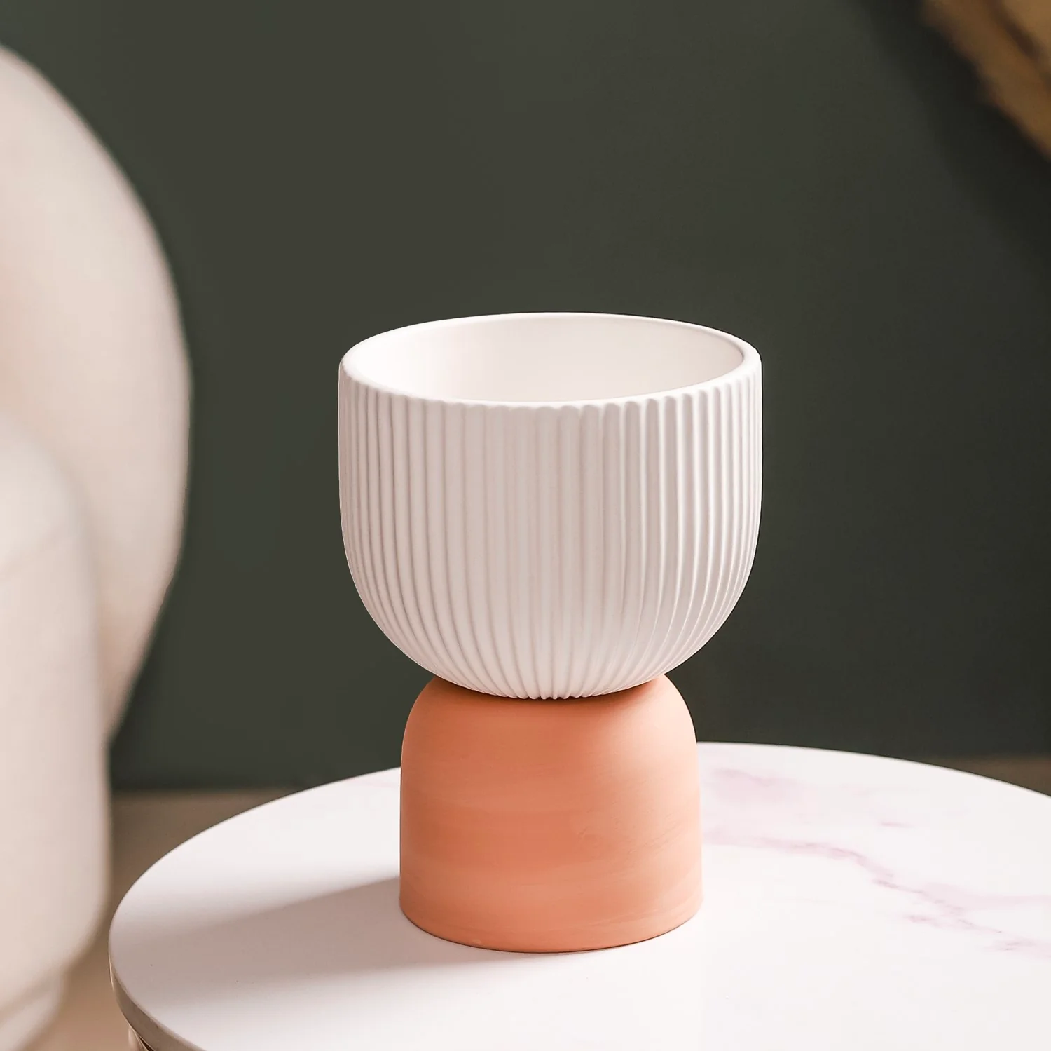 Contemporary Ceramic Pot White - Image 4