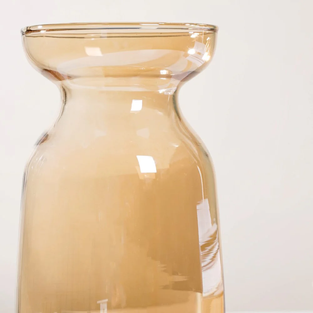 Contemporary Glass Flower Vase Amber - Image 3