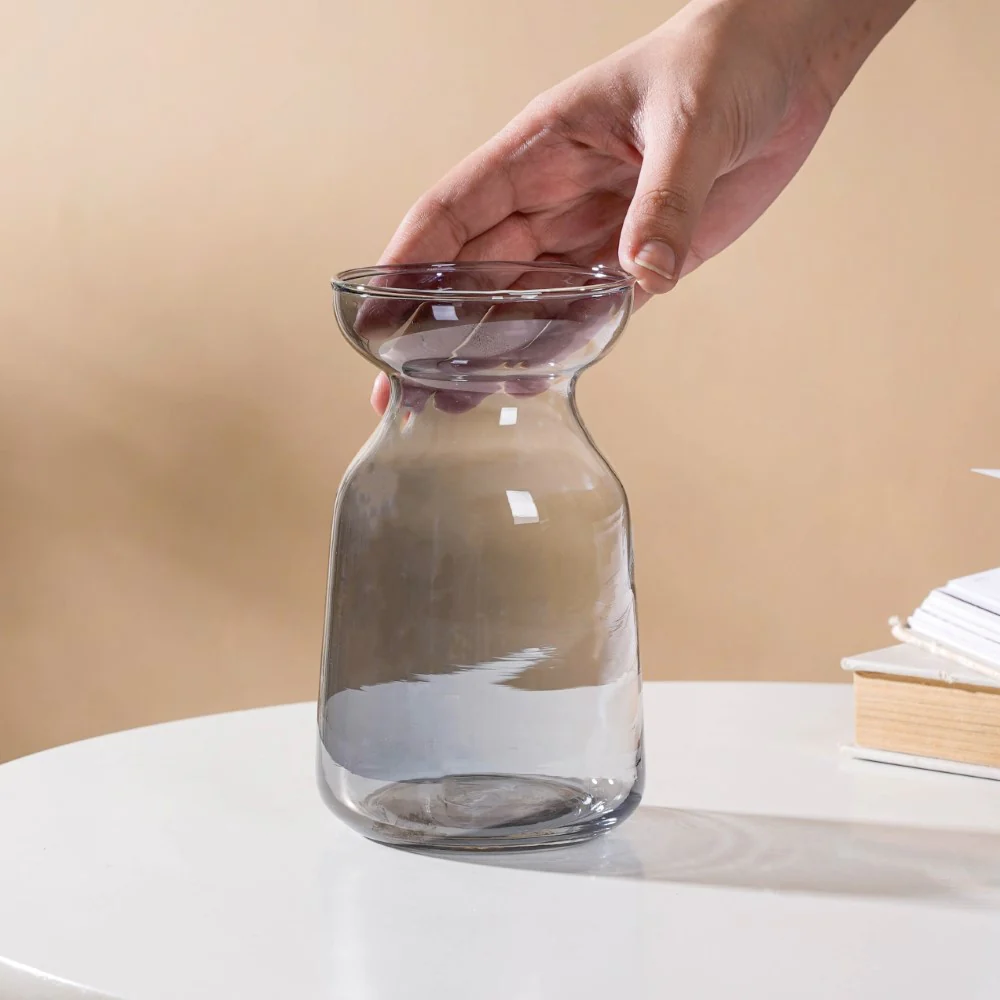 Contemporary Glass Flower Vase Grey - Image 6