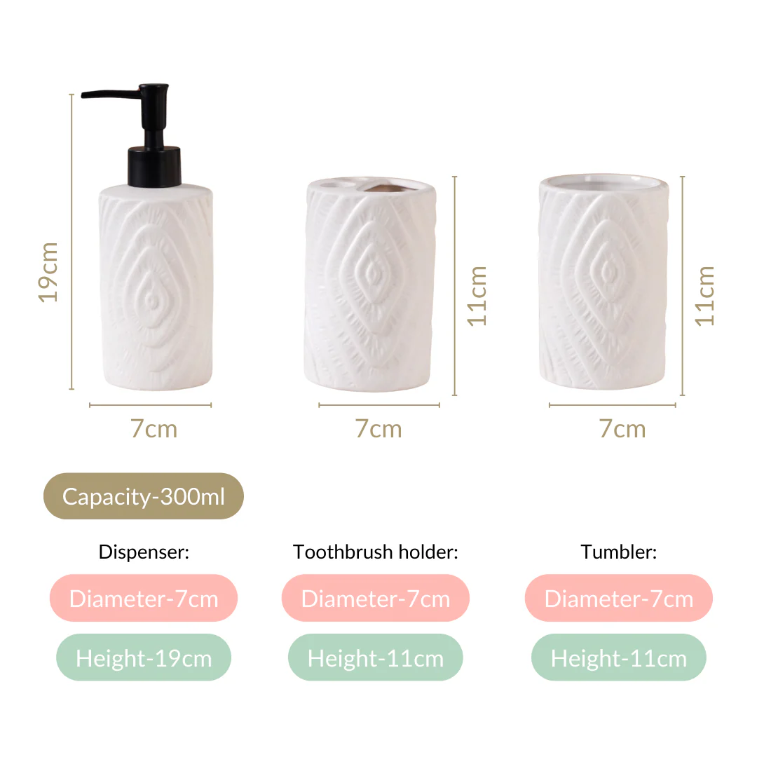 Contour Design Bathroom Accessories Set Of 3 White - Image 3