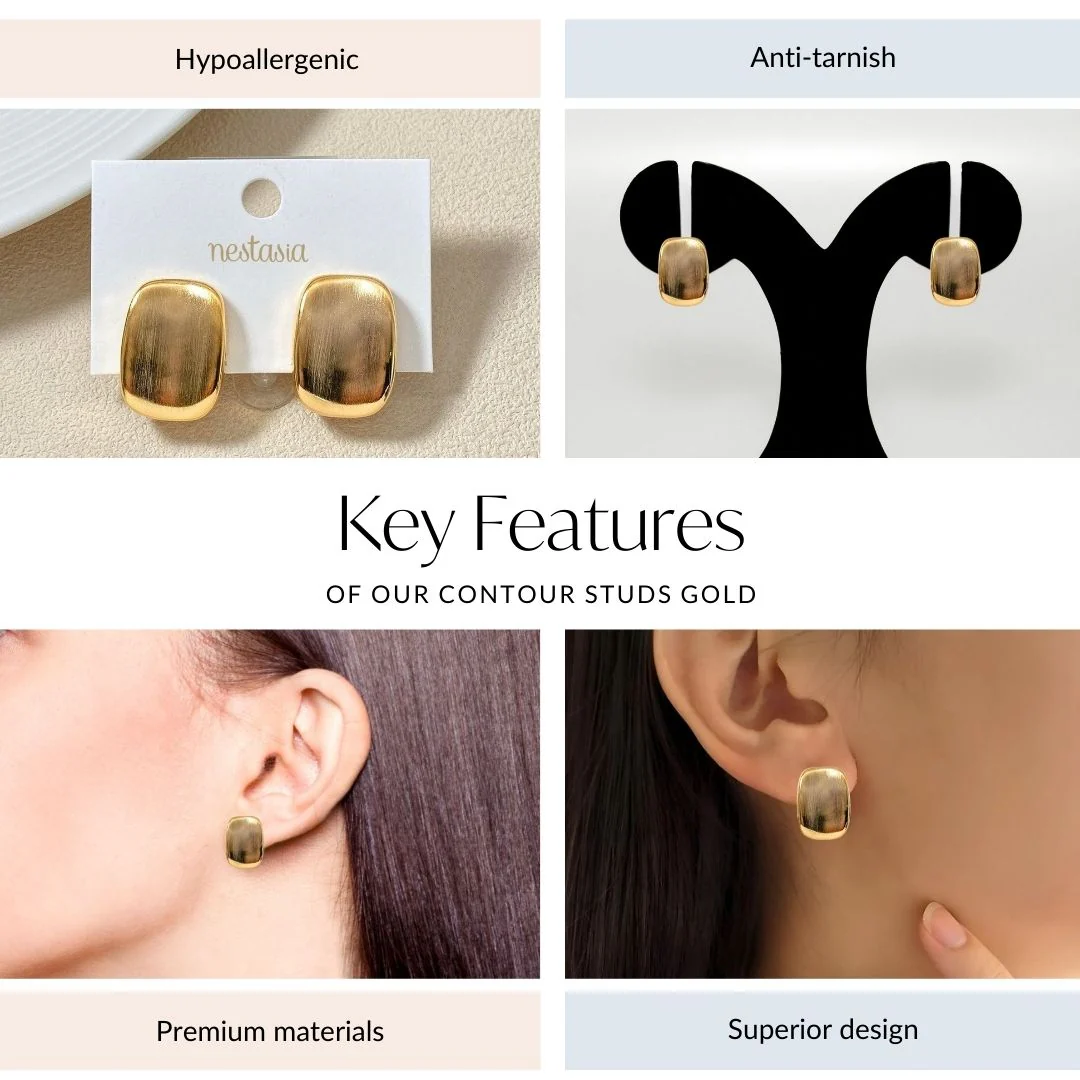 Contour Studs Gold - Image 4