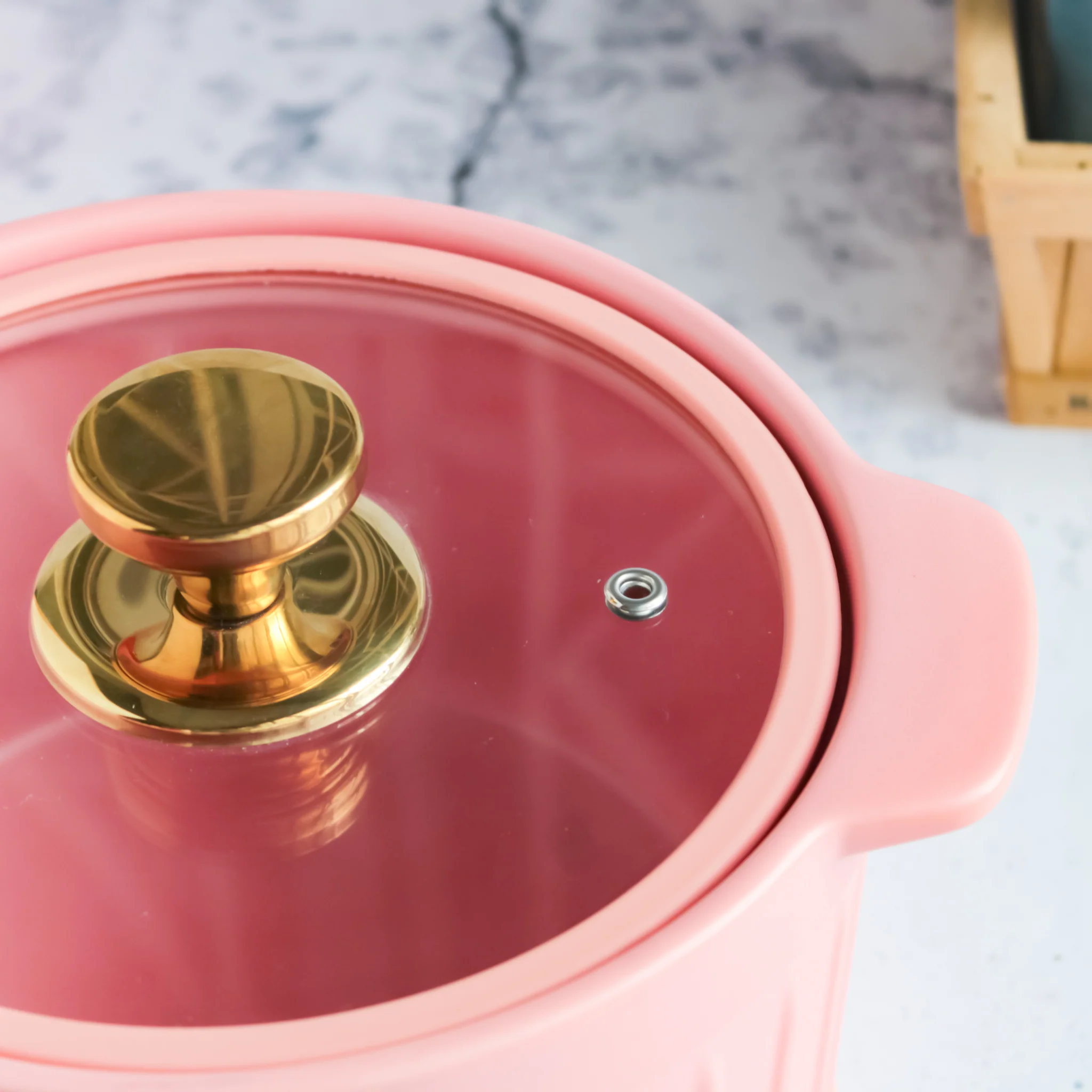 Cooking Pot with Glass Lid Pink - Image 7