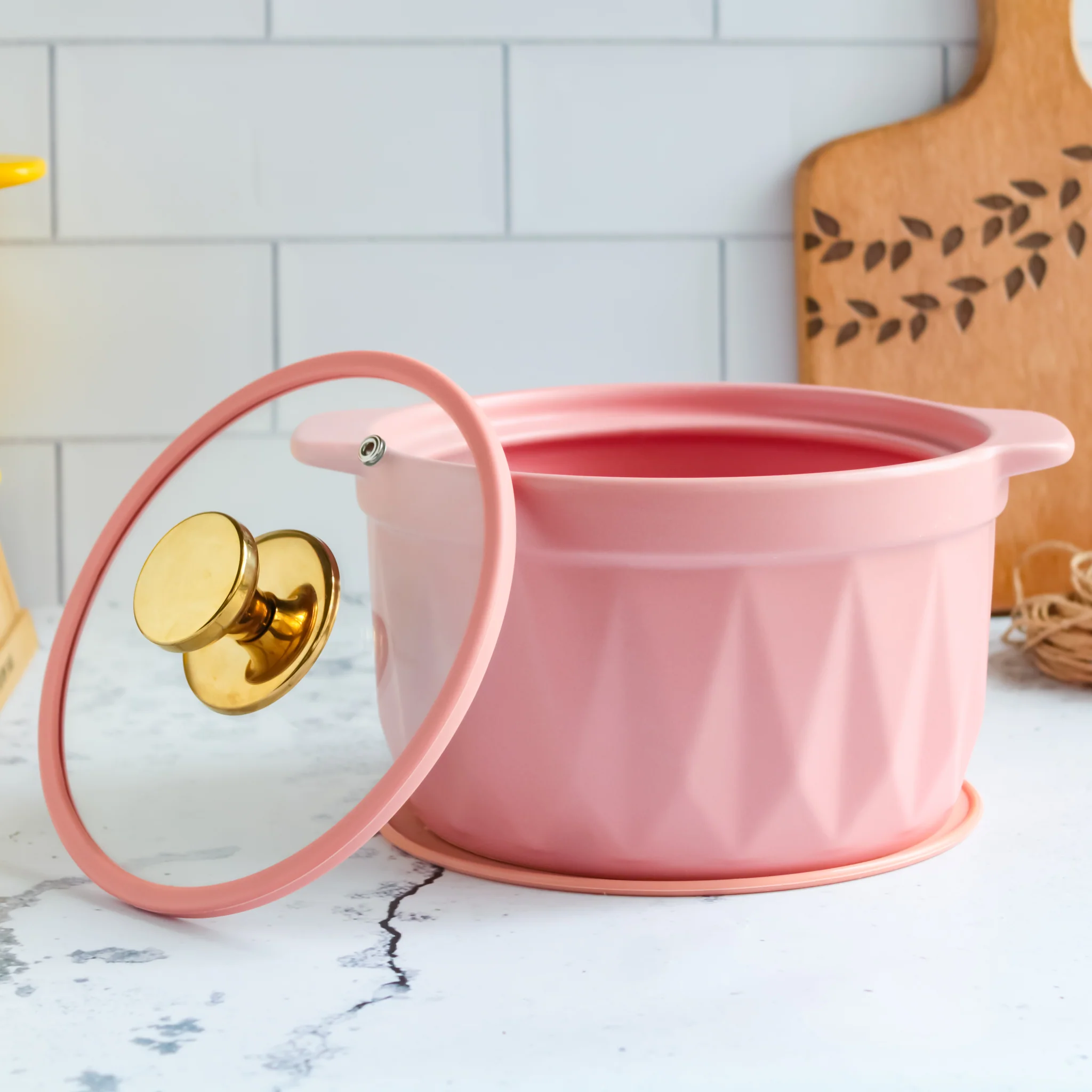 Cooking Pot with Lid Pink - Image 3