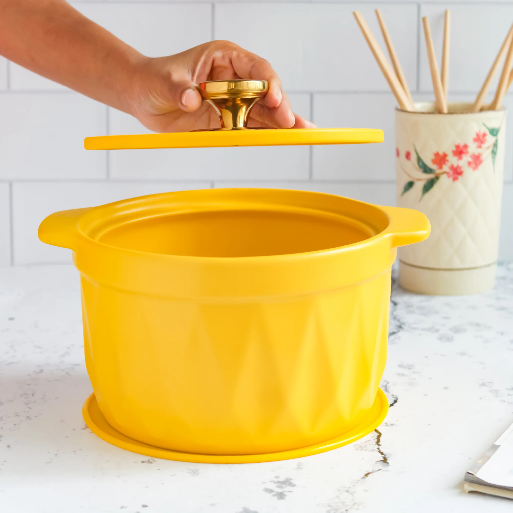 Cooking Pot with Lid Yellow - Image 4