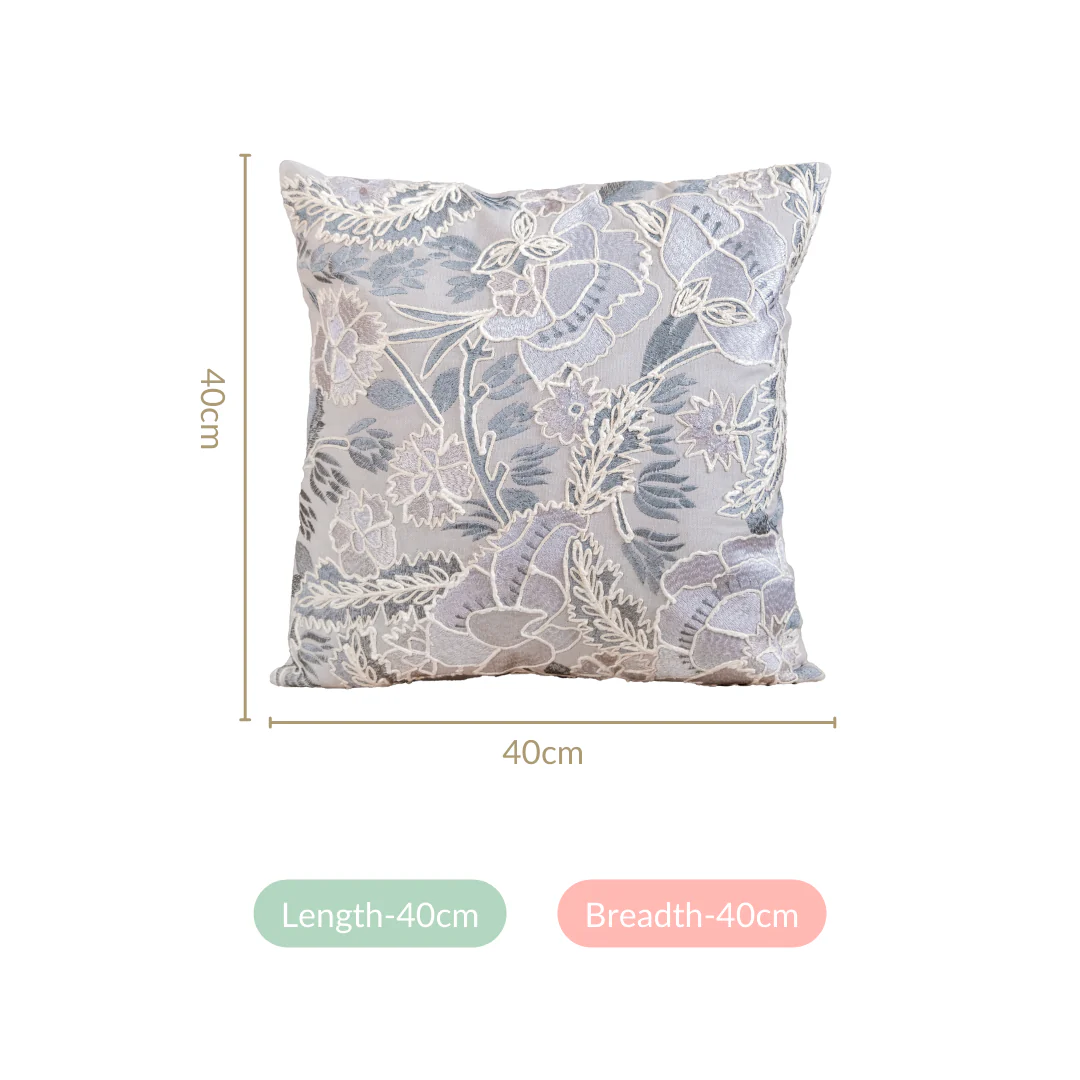 Cool Breeze Embroidered Floral Cushion Cover 40x40 cm - Image 4