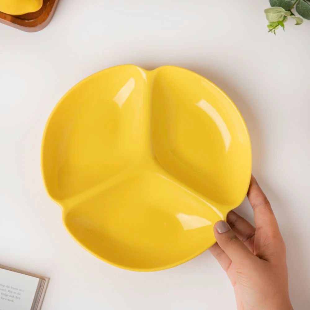 Ceramic Round Section Plate Yellow - Image 2