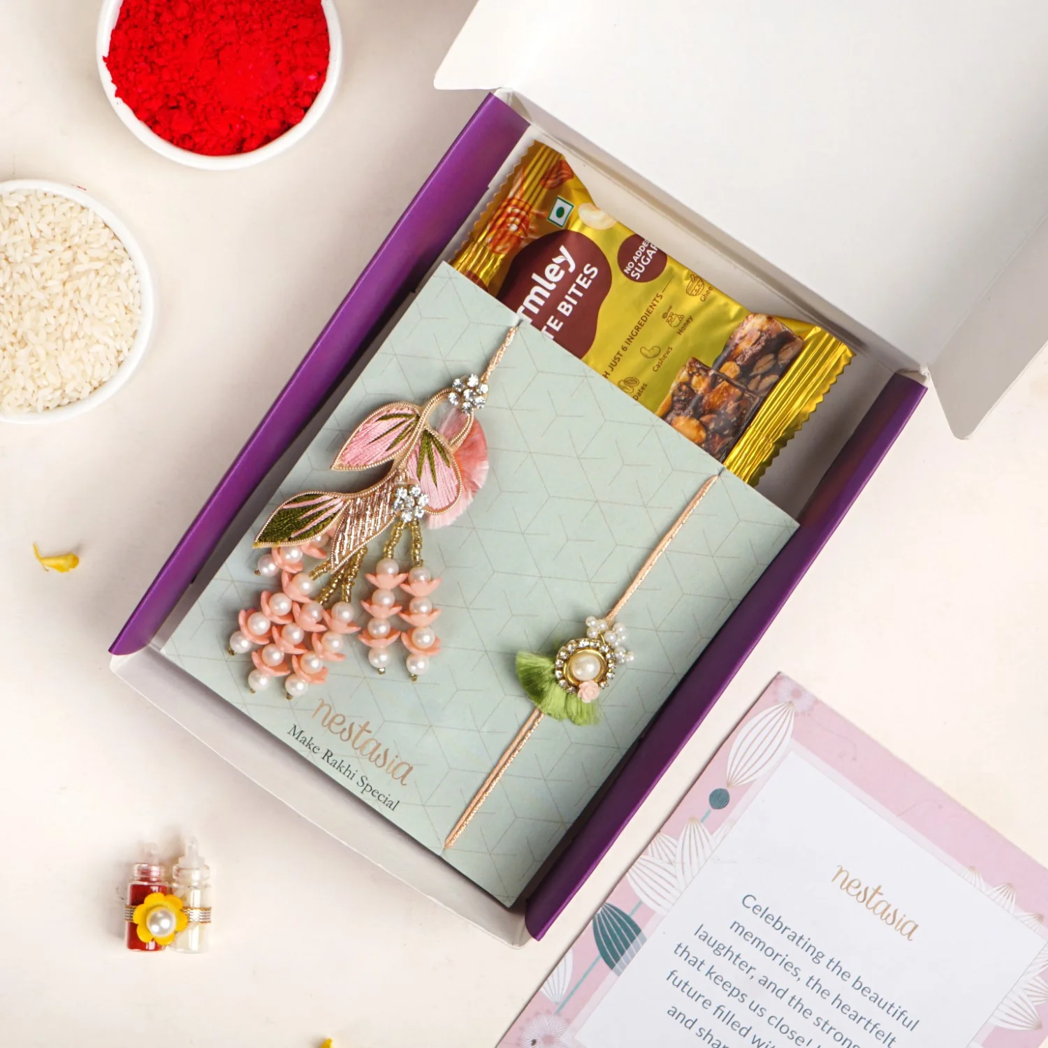 Coral Charm Rakhi Lumba Gift Set - Image 6
